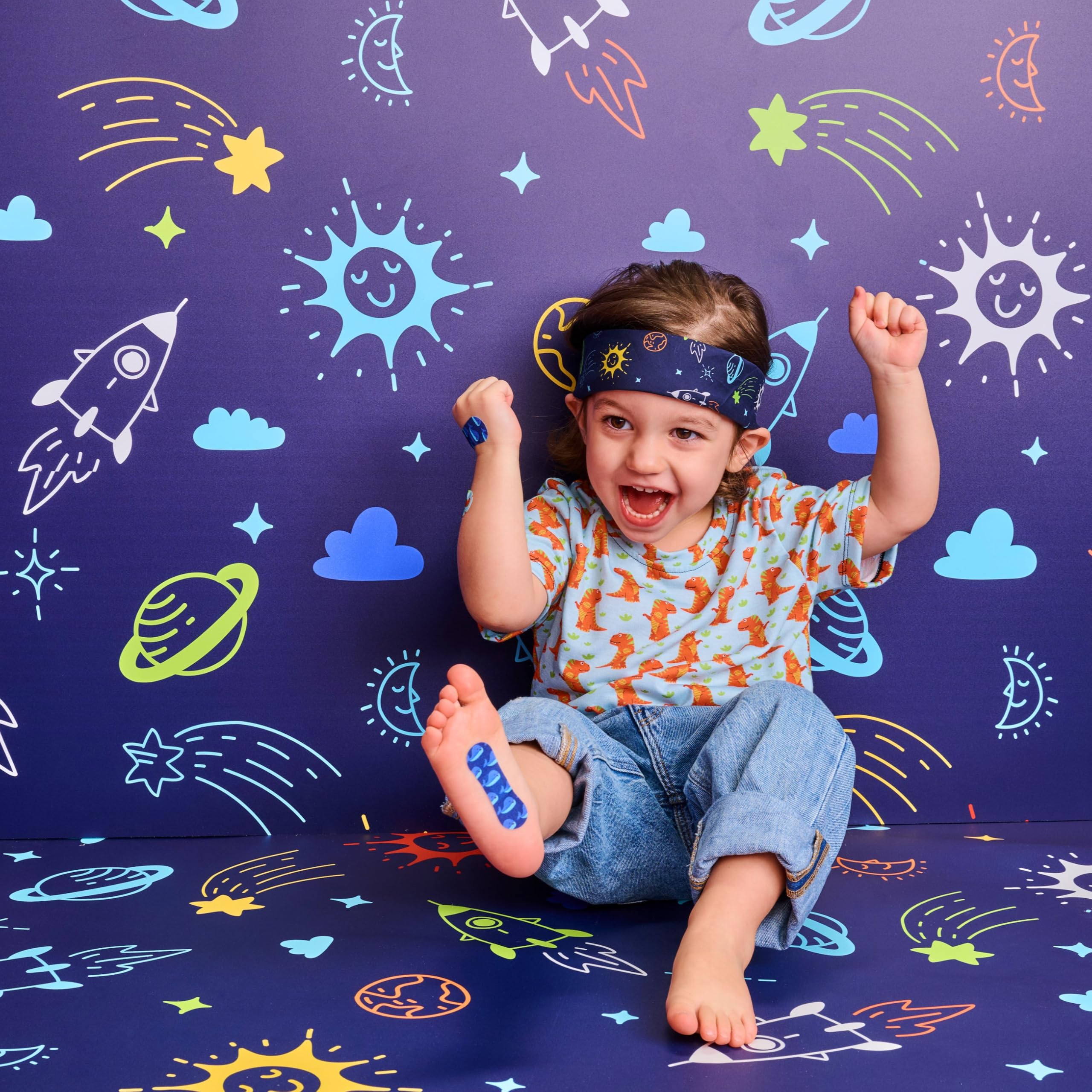 Wild Stripes Tiritas para niños I Tiritas para dedos I Kids Space I Tiritas niños suaves para la piel I Apósitos resistentes al agua I Protección para heridas 24 horas I Diseños espaciales I 20 piezas