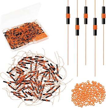 Bobber Stops for Fishing Floats, 100Pcs Slip Bobber Stop Knots with Plastic Beads for Fishing Line or Fishing Leader Saltwater Freshwater Fishing Tackle