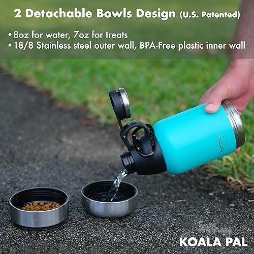 Miniatura 5 de Botella de agua para perros, botella de viaje aislada para perros, dispensador portátil de alimentos y agua para perros, dispensador de botellas de