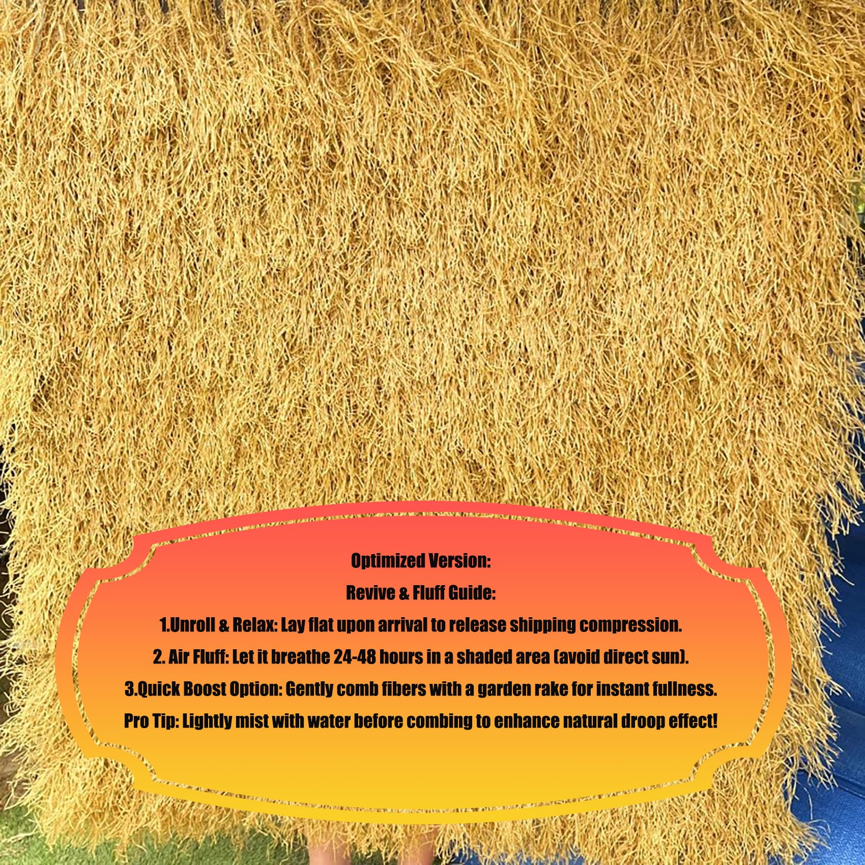 Tappeto di Paglia Artificiale Realistico - Resistente ai UV & Antifiamma - Materiale PE/PP Resistente per Tetti, Recinzioni, Eventi - Impermeabile e Facile da Installare(Size:100cm*20m(39.4in*65.6ft))