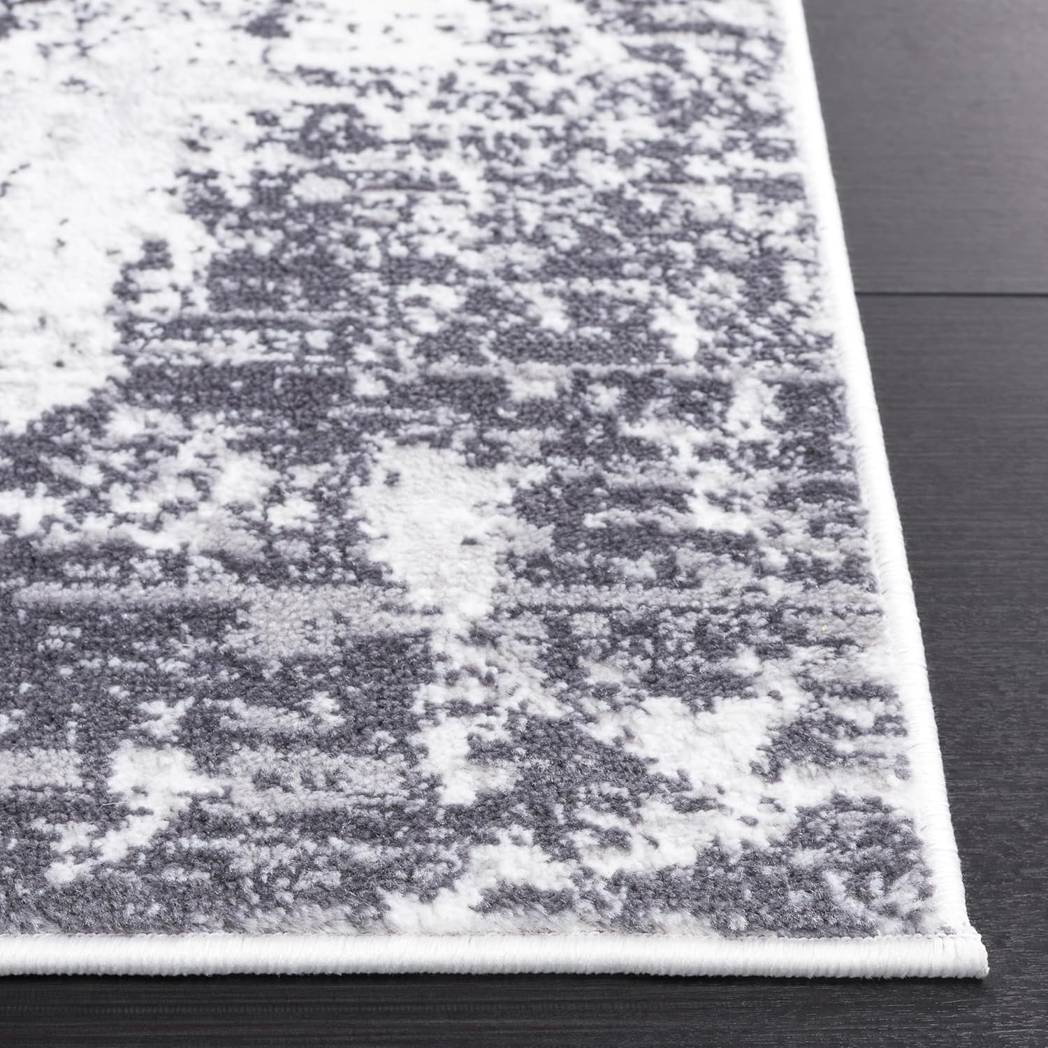 SAFAVIEH Amelia Collection Area Rug - 2'2" x 6' Runner, Charcoal & Ivory, Modern Abstract Design, Non-Shedding & Easy Cleaning, Ideal for Living Room, Hallway, Foyer, Entryway, Bedroom (ALA705H)