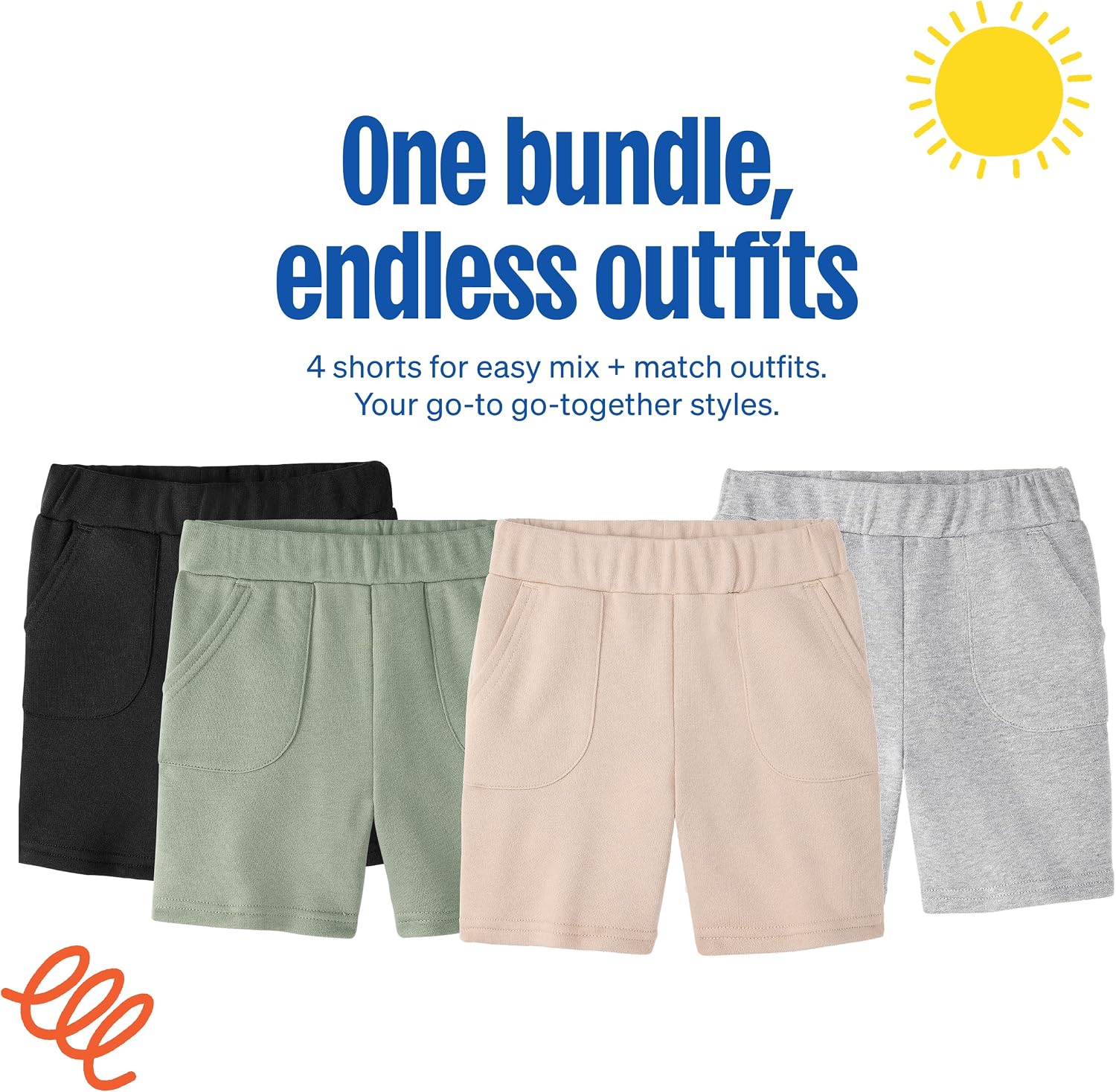 Garanimals Baby & Toddler Boy French Terry Shorts - Machine-Washable Kid's Clothes - Size 0-6T - 4 Pack Set