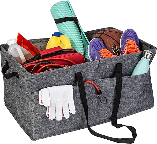 Miniatura 5 de Honey-Can-Do Organizador de maletero plegable grande resistente con 3 divisores, bolsillos exteriores y asas de transporte  Contenedor de