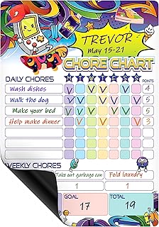 IRICUS Magnetic Chore Chart for Kids 22x31 cm - Dry Erase Chore Chart Magnetic 8.5x12 in Weekly Chore Chart for Kids Multiple Boys Dry Erase Responsibility Chart for Kids Planning Board Refrigerator