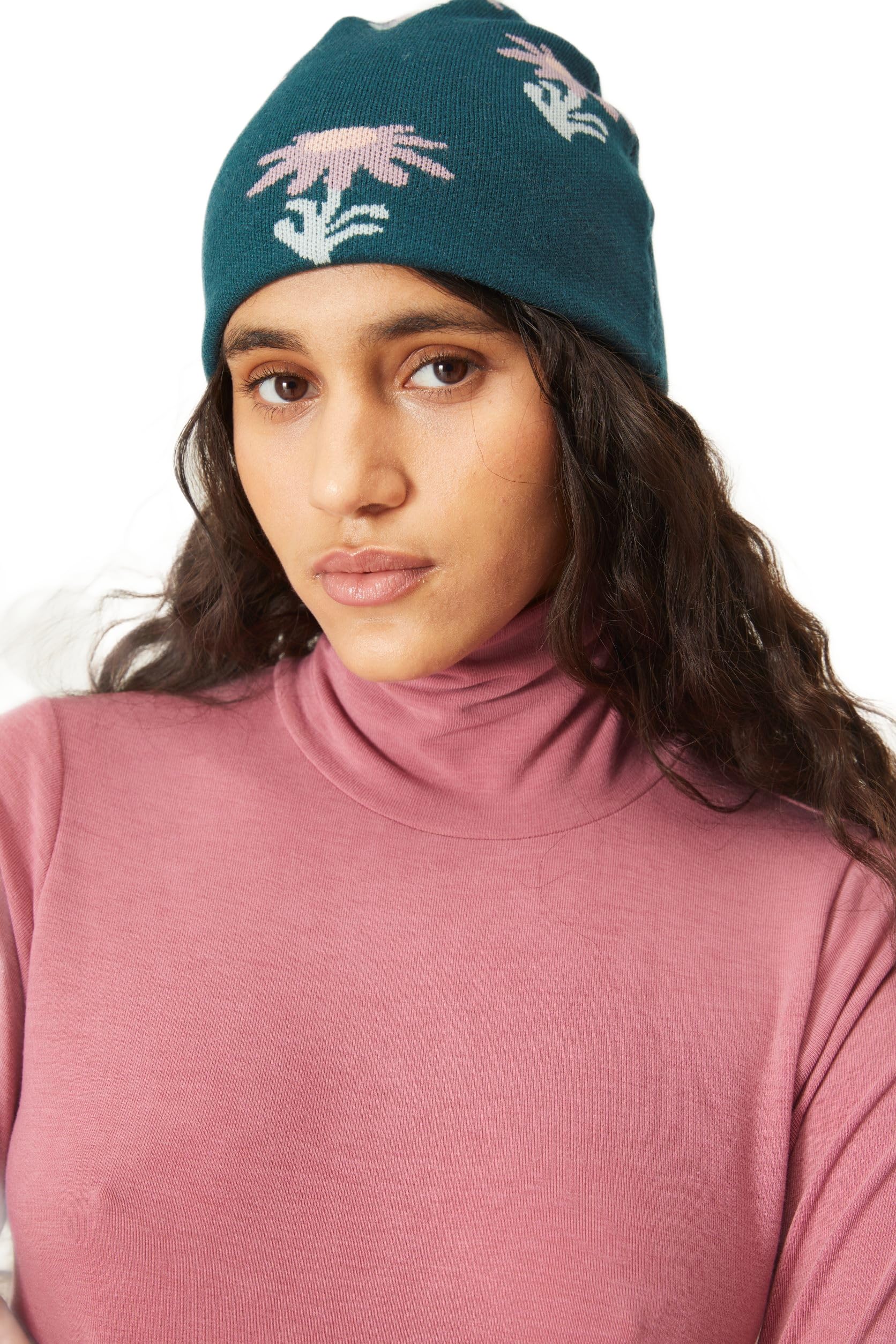 Compañía Fantástica Women's Blue Compania Fantastica Daisy Floral Print Knit Beanie