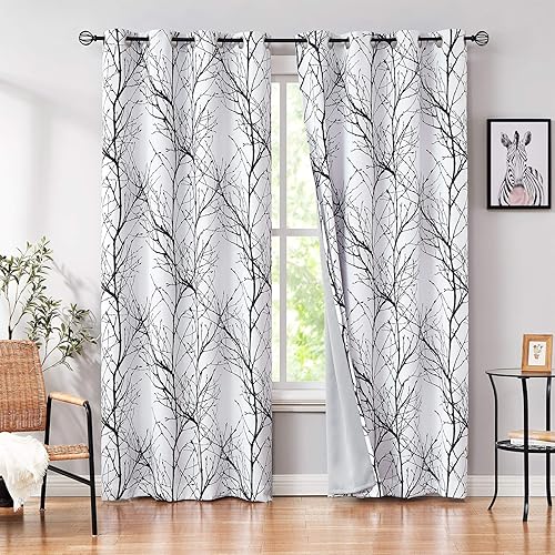 Fmfunctex. - Cortinas con estampado de ramas.