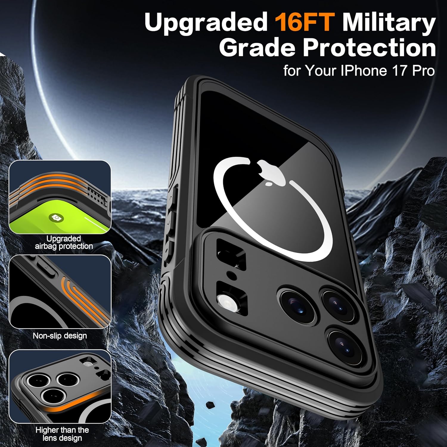 Magnetic for iPhone 17 Pro Case, [Compatible with Magsafe] Built-in 9H & Privacy Screen Protector, [Military Grade Protection] Shockproof Anti Spy for iPhone 17 Pro Phone Case, Black - Image 4