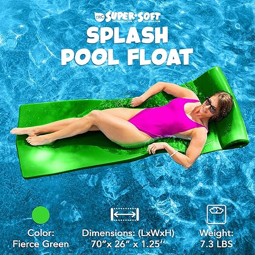 Miniatura 2 de TRC Recreation Splash Buoyant - Tapete flotante de espuma recubierta de vinilo para piscina, balsa acuática con almohada de apoyo, azul marino Verde