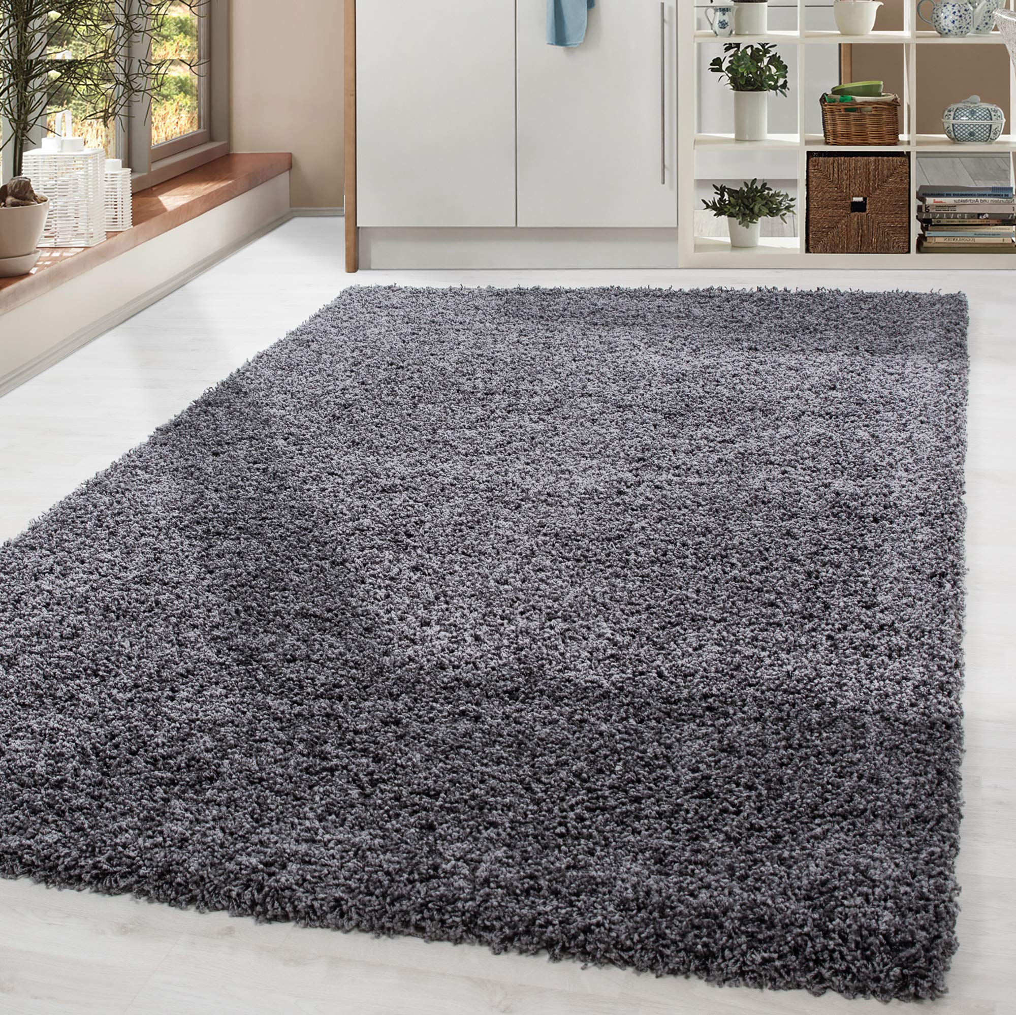HomebyHome Alfombra Salon Peludo de Pelo Largo Gris 100x200 cm - Alfombras de Habitacion Sala de Estar Modernas Suave y Esponjoso - Alfombras Dormitorio Moqueta Cocina Infantil Corredor