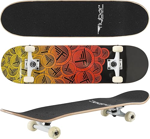 Miniatura 7 de Flybar Patineta completa para principiantes  Monopatín para niños de 31 pulgadas, madera de arce, cóncava, doble patada, ligera, antideslizante,
