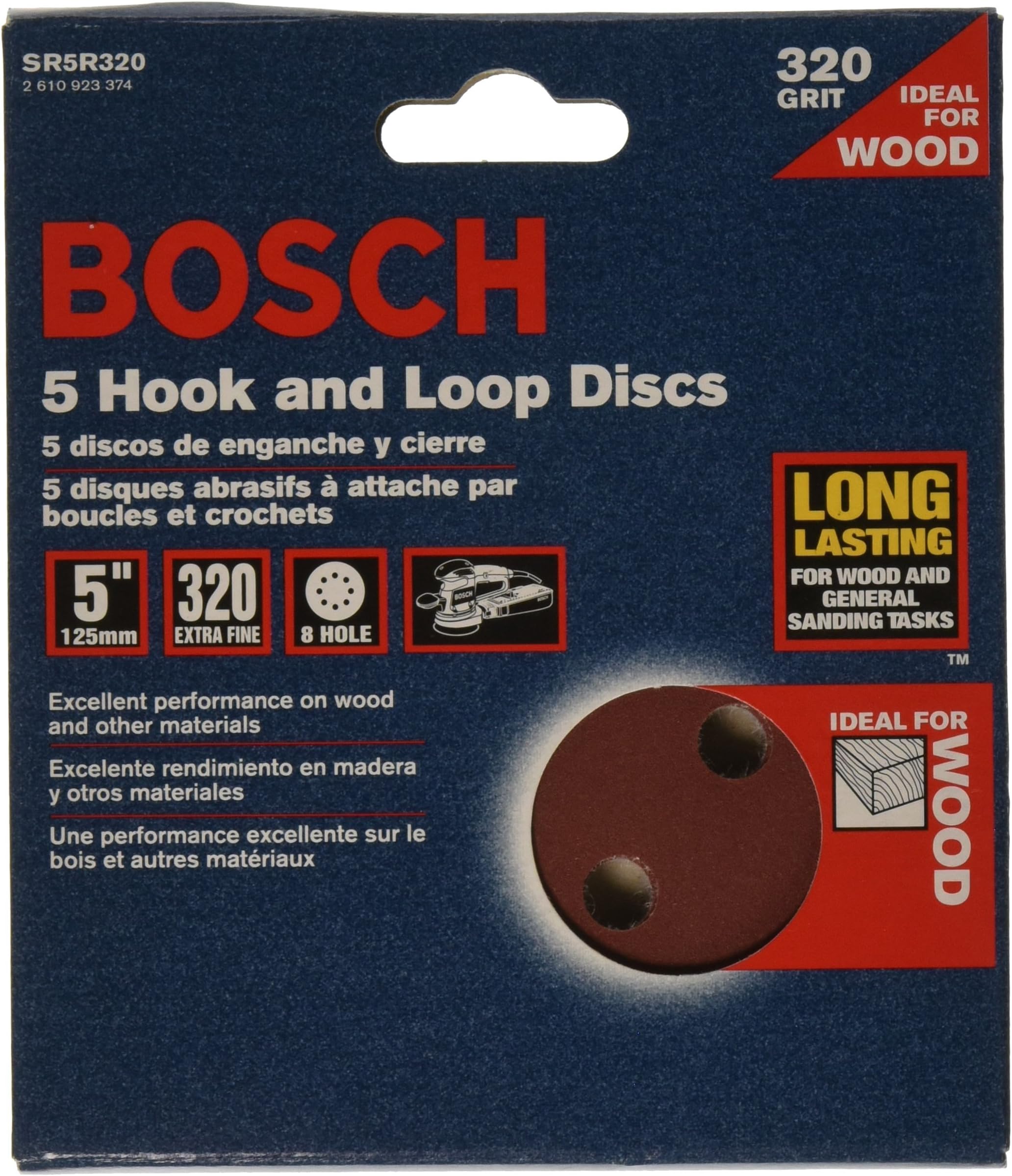 SR5R320 5-Piece 320 Grit 5 in. 8 Hole Hook-and-Loop Sanding Discs