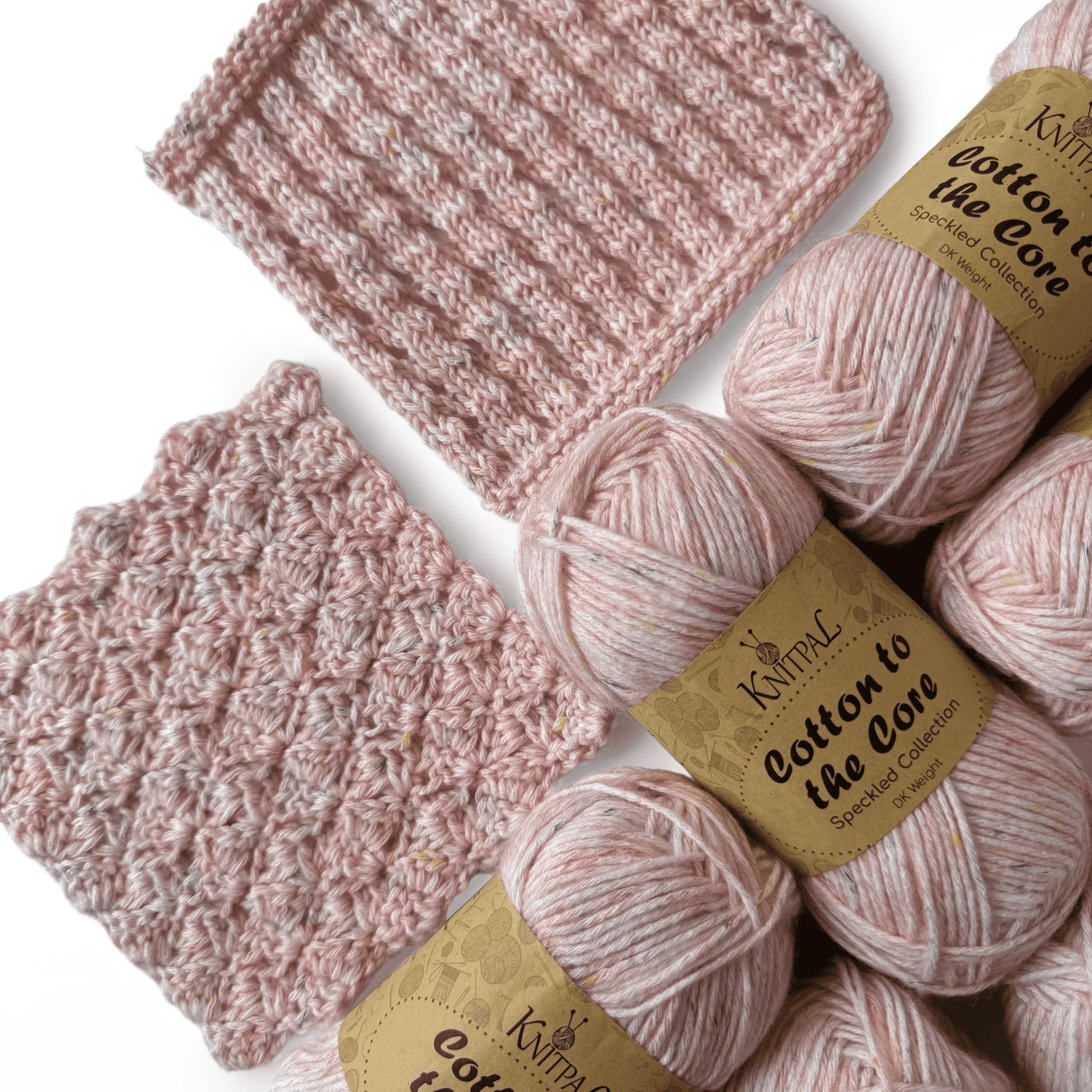 Cotton to The Core Speckled Soft Baby Yarn for Crocheting, 6-Pack (810Yds / 300G), Free Patterns - Size 3 DK Light Worsted Weight Cotton Yarn for Knitting - Fresh Coral