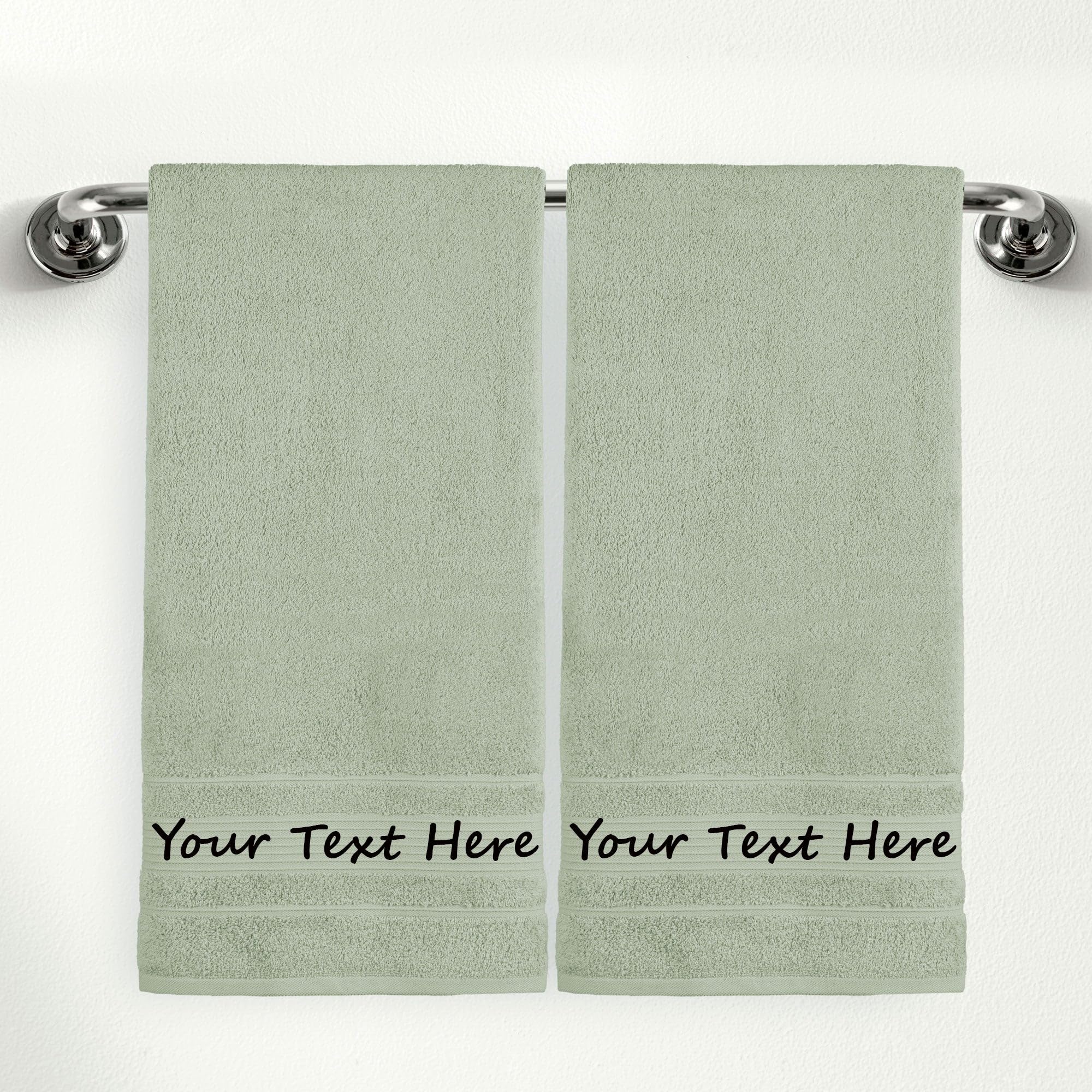 Qute Home Personalized Custom 2-Piece Bath Towels Set – 100% Cotton, Soft & Absorbent – Embroidered Name or Monogram – Hotel Towels for Bathroom, Spa,