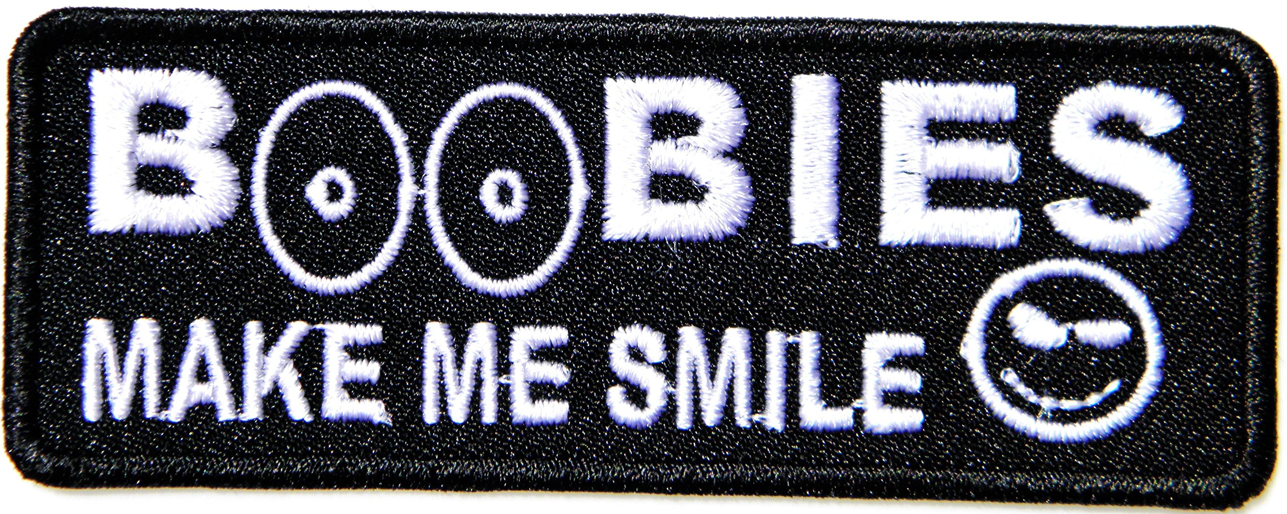 BOOBIES MAKE ME SMILE Funny Motorcycles Outlaw Hog MC Biker Rider Hippie Punk Rock Jacket T-shirt Patch Sew Iron on Embroidered Sign Badge