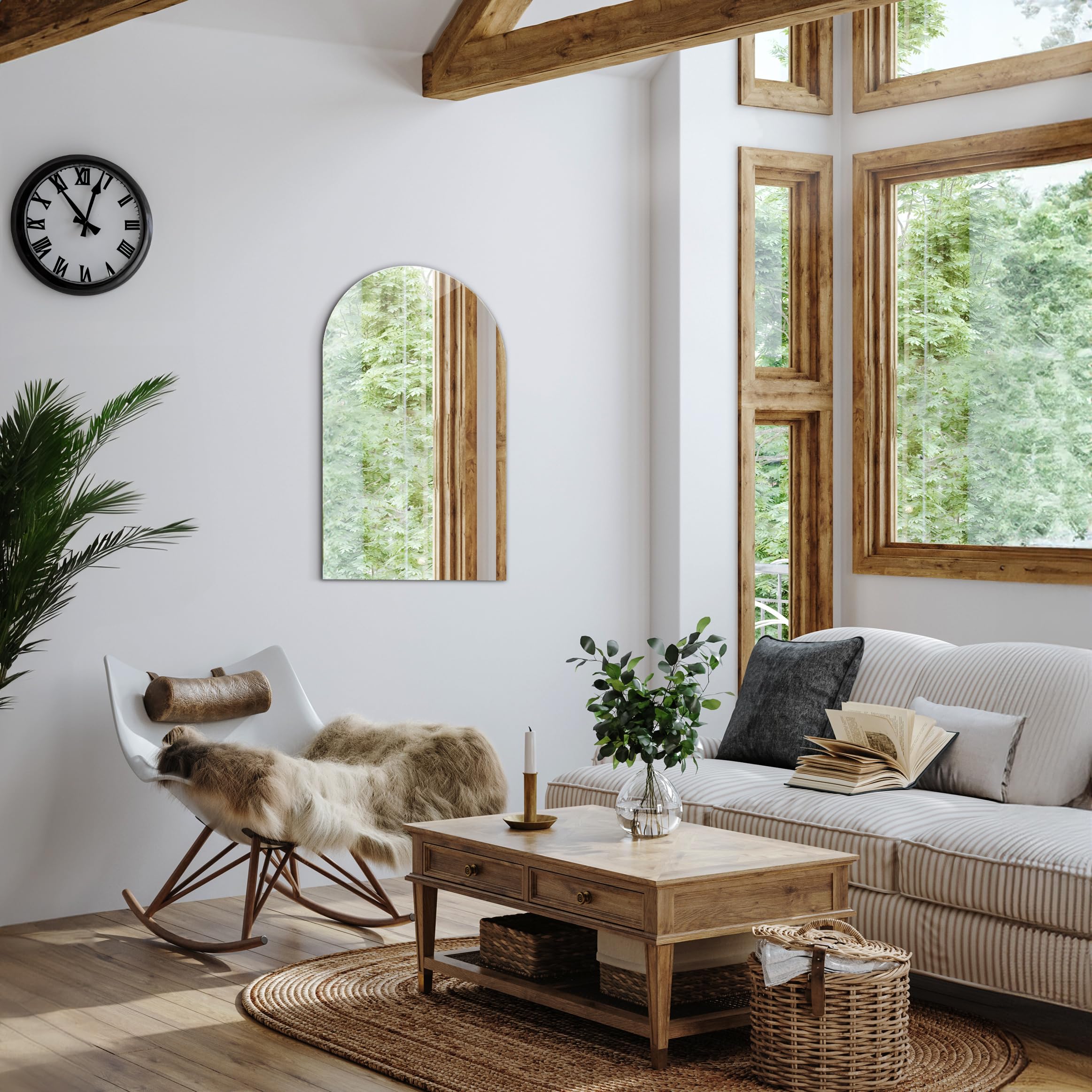 Tulup Lustro Łazienkowe Owalne Ścięte Ścienne Wiszące do Przedpokoju Nowoczesne Wnętrze Loft 80 cm