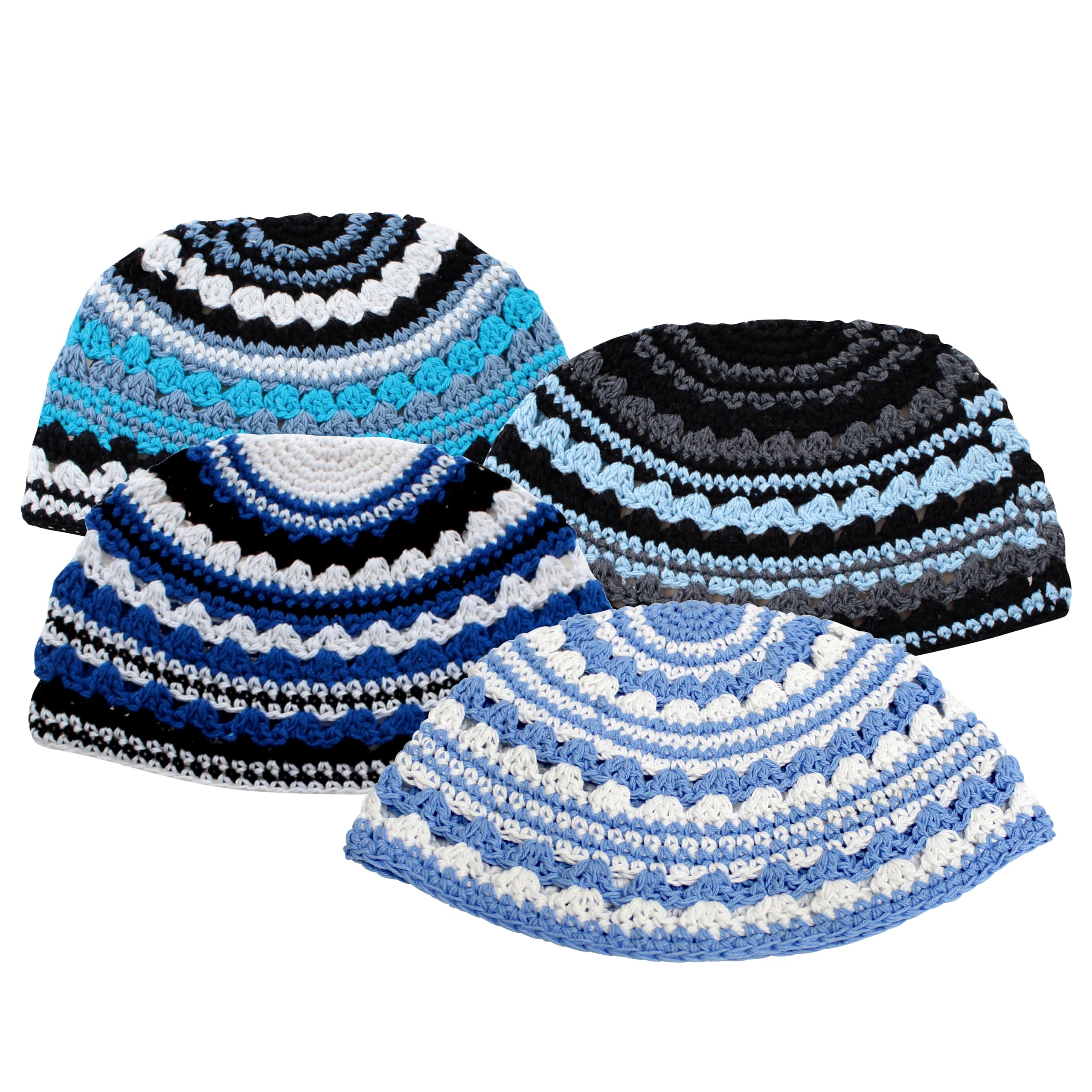 4* Freak Kippah - Large 9" (23 cm) Assorted Colors Full Head Coverage Knitted Yarmulke Multi, Multi, One size