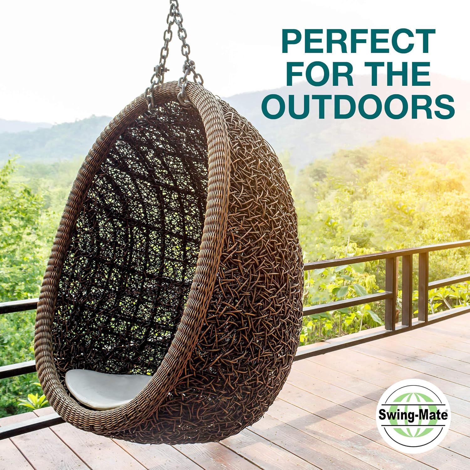 SwingMate Porch Swing Hanging Kit - 750 Lbs. Capacity - Proudly Made in The USA - Patented Heavy-Duty Suspension Swing Hangers and Springs for Hammock Chairs or Ceiling Mount Porch Swings (Black)