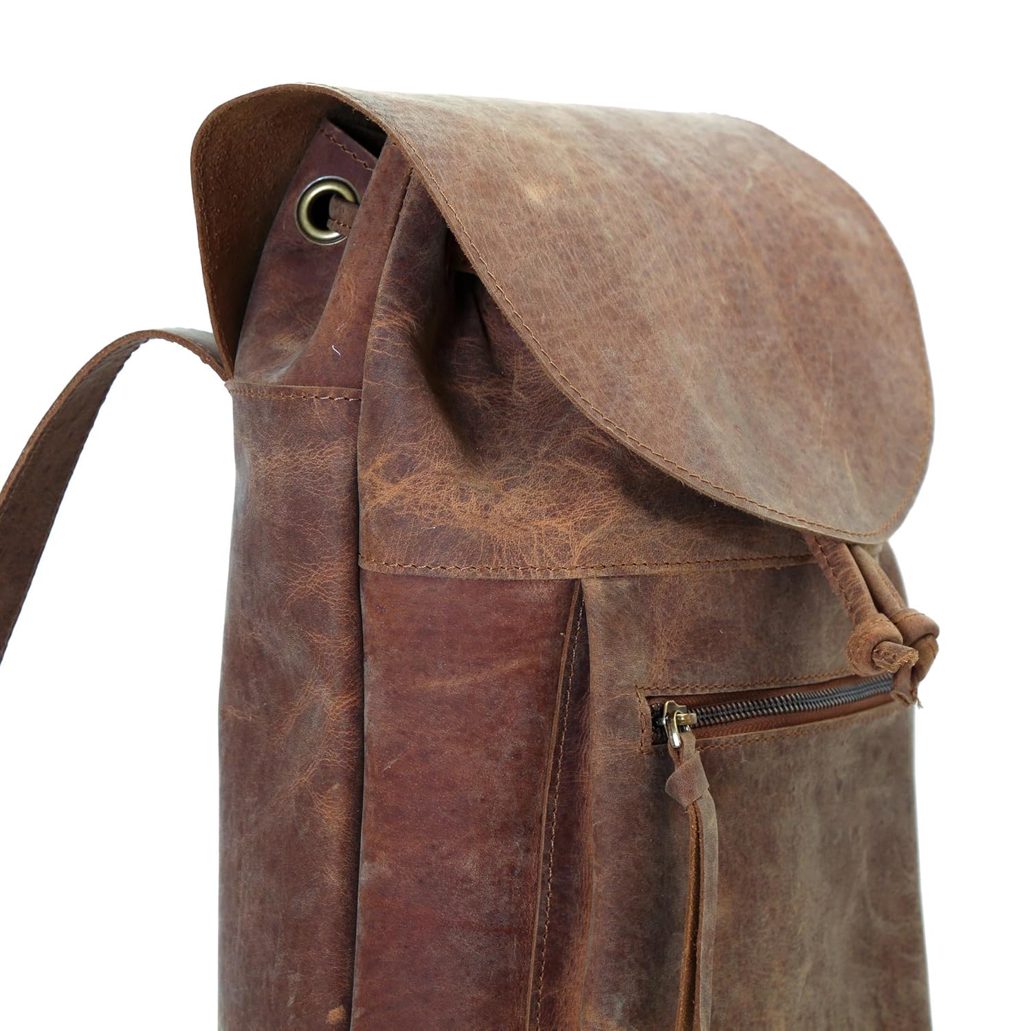 distressed leather backpack