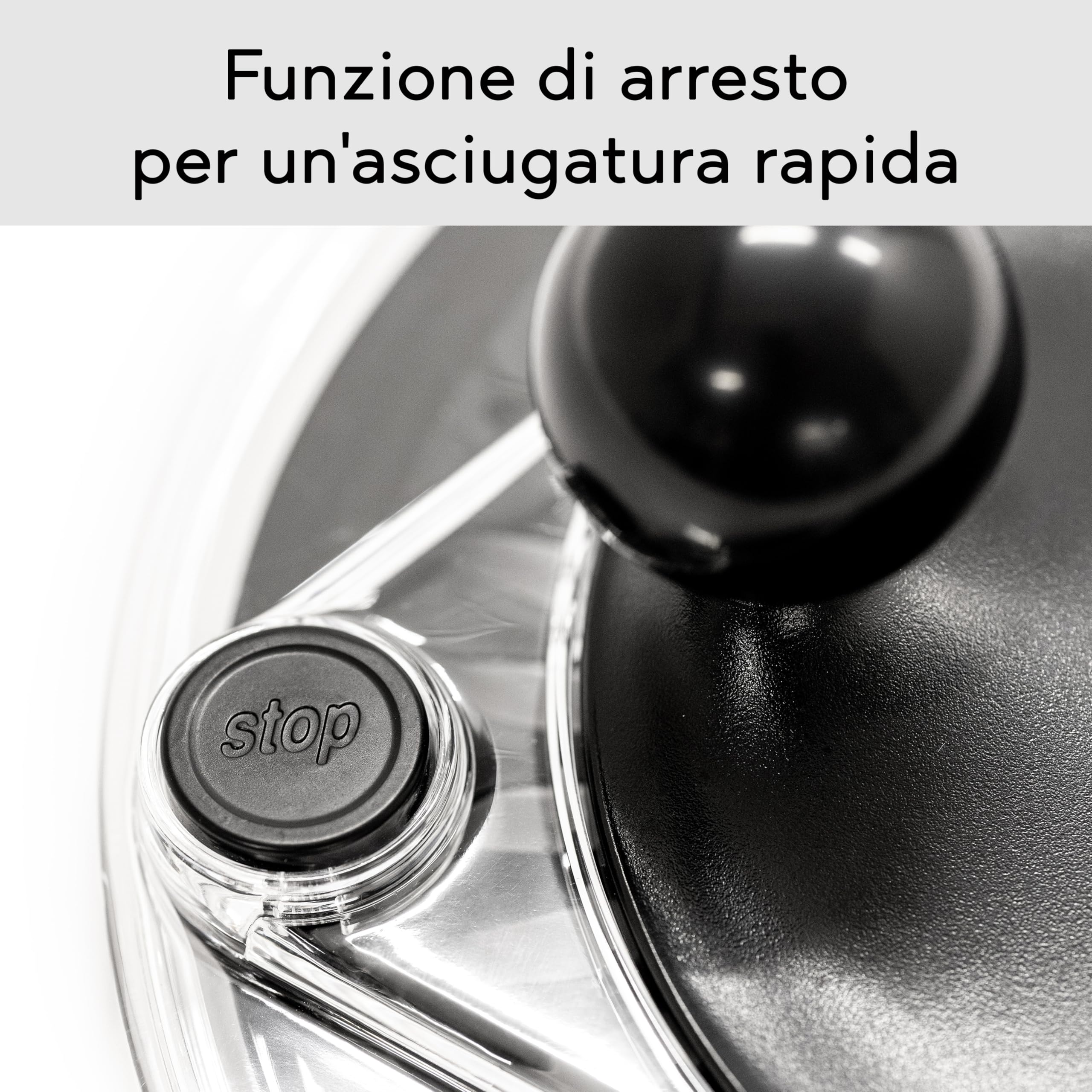 Hanseküche Centrifuga da insalata in acciaio inossidabile – Ø24,5x19cm Centrifugare,servire e conservare in un unico Salad Spinner privo di BPA,Grande capacità di 4,5 litri con azionamento a manovella