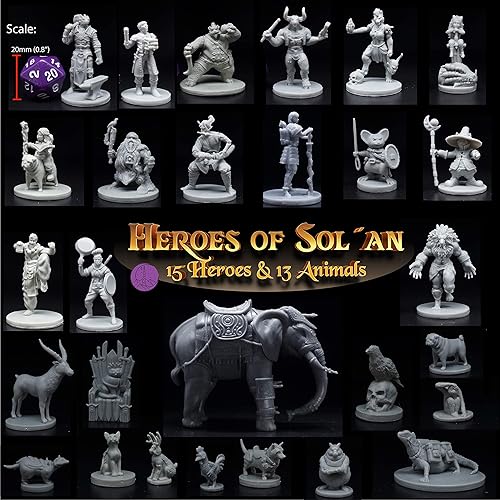 Miniatura 6 de Wildspire Heroes, NPC Animal Companions & Troll King para miniaturas DND a granel 1.102 in DND Minis Calabozos y Dragones Miniaturas D&D Miniaturas