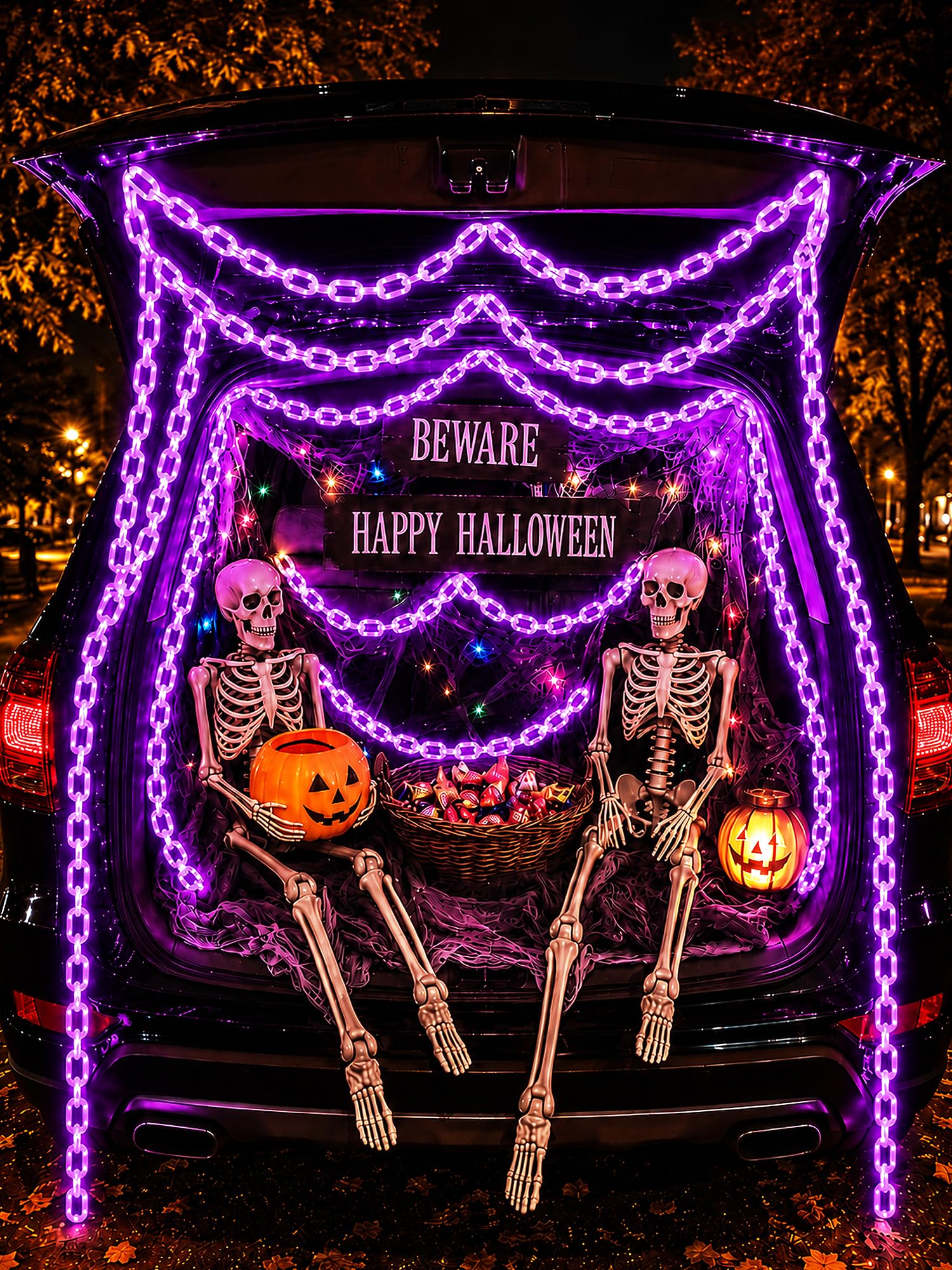 Halloween Dekorationen Batterie-Lichterkette – 3 m 160 LED Kunststoffkette Lichterkette mit wasserdicht, 8 Beleuchtungsmodi und Timer-Funktion, US-Patentprodukt (lila)
