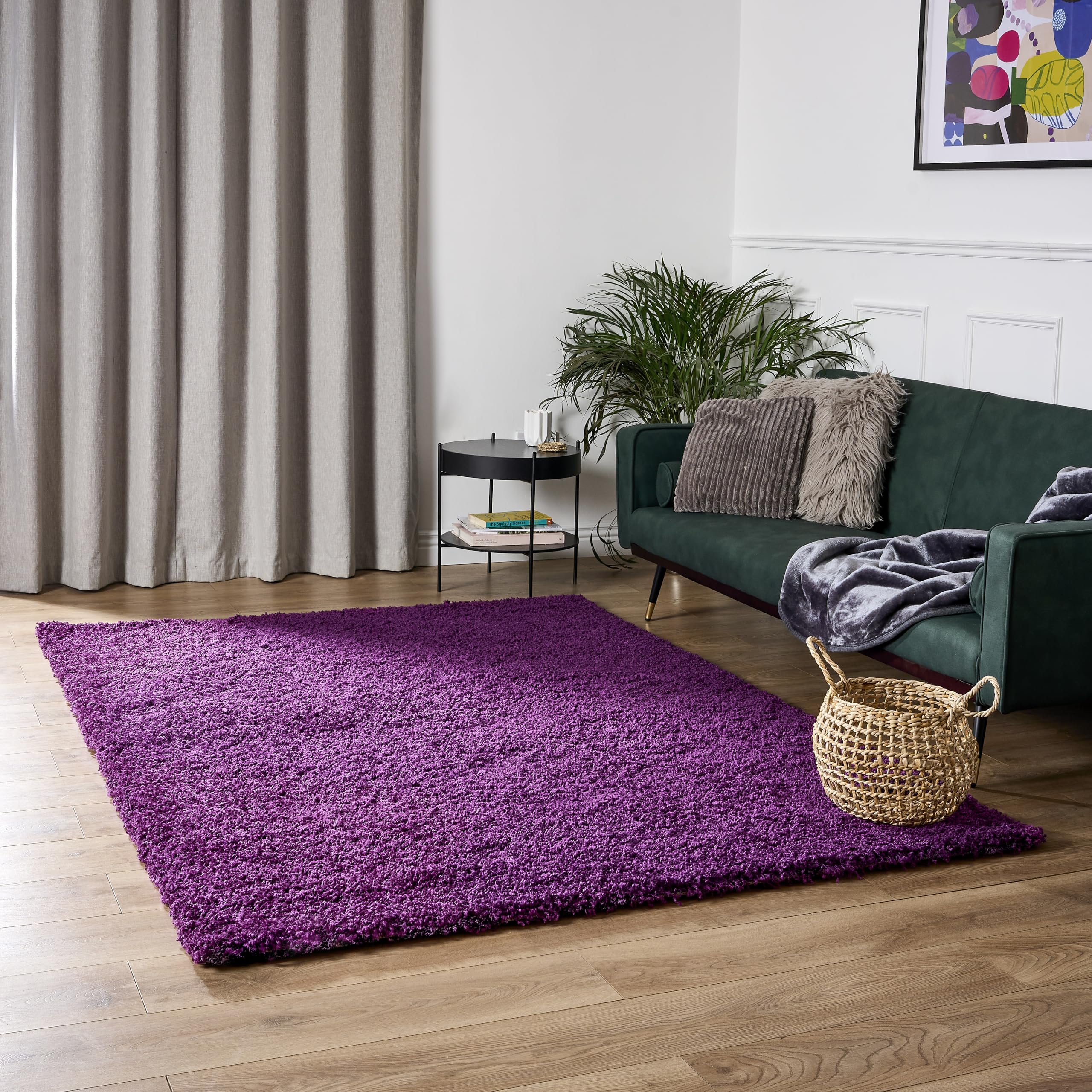 Bravich Navy Blue Shaggy Rug 80 x 150cm (2'7" x 4'11") 5cm Pile Medium Thick Fluffy Living Room Hessian Backed Washable — view 22