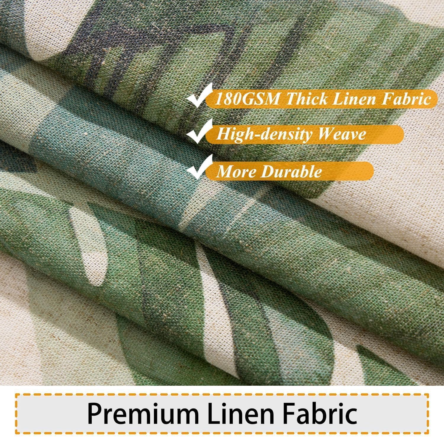 Baccessor Linen Shower Curtain Tropical Green Leaf Shower Curtains Botanical Banana Monstera Leaf Palm Tree Water Repellent Heavy Duty Fabric Cloth Shower Curtain for Bathtubs Hotel 72 W X 72 L Inch