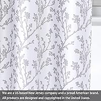 Vista 2 de DriftAway Cenefas opacas de 18 pulgadas gris y blanco para ventanas, dormitorio, sala de estar, bolsillo para cortinero, árbol de granja, rama