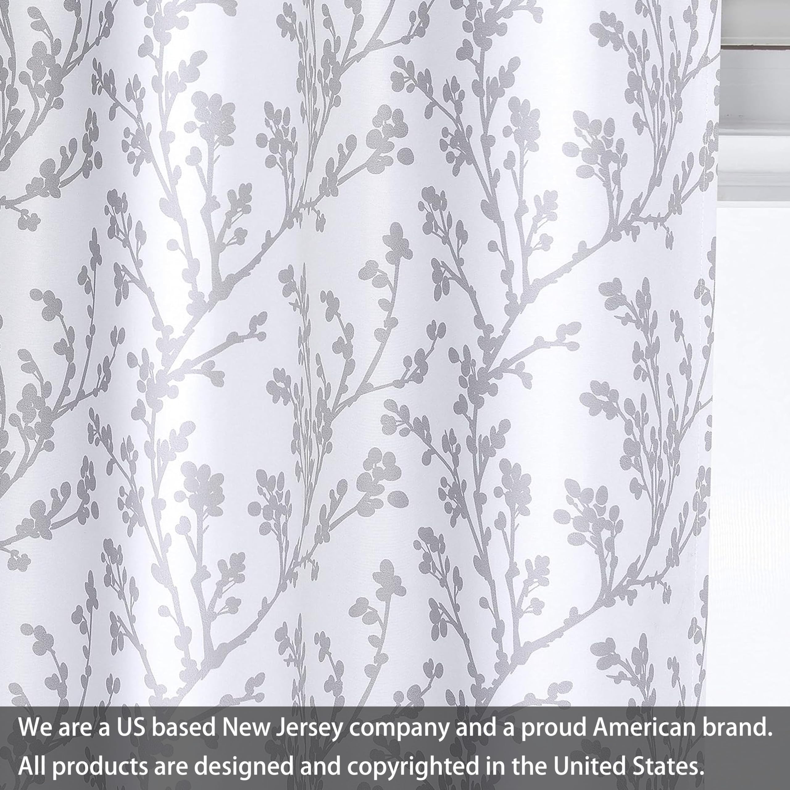 DriftAway Gray and White Shabby Chic 18 Inch Blackout Valances for Windows Bedroom Living Room Rod Pocket Farmhouse Tree Branch Short Topper 1 Panel