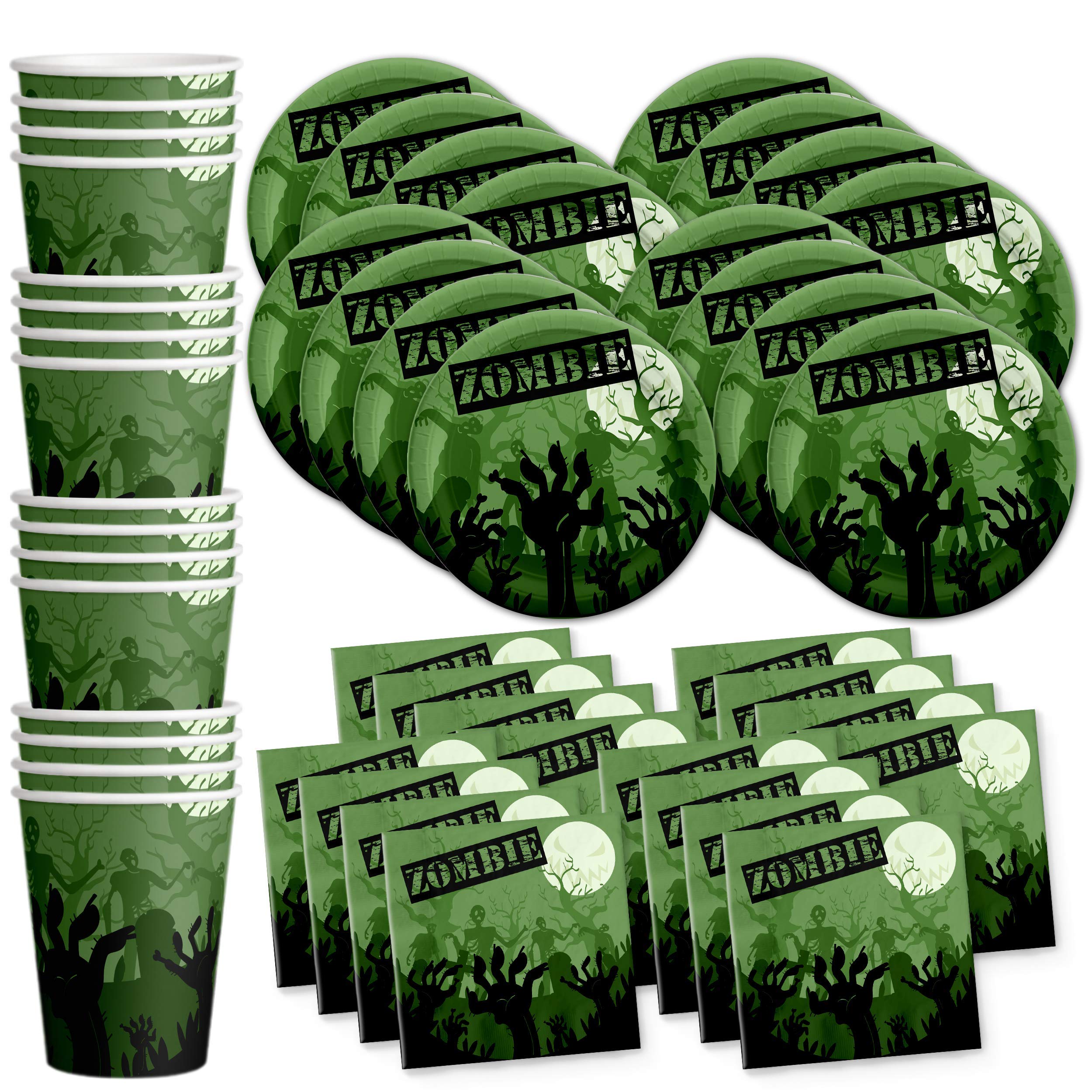 Zombie Birthday Party Supplies Set Plates Napkins Cups Tableware Kit for 16