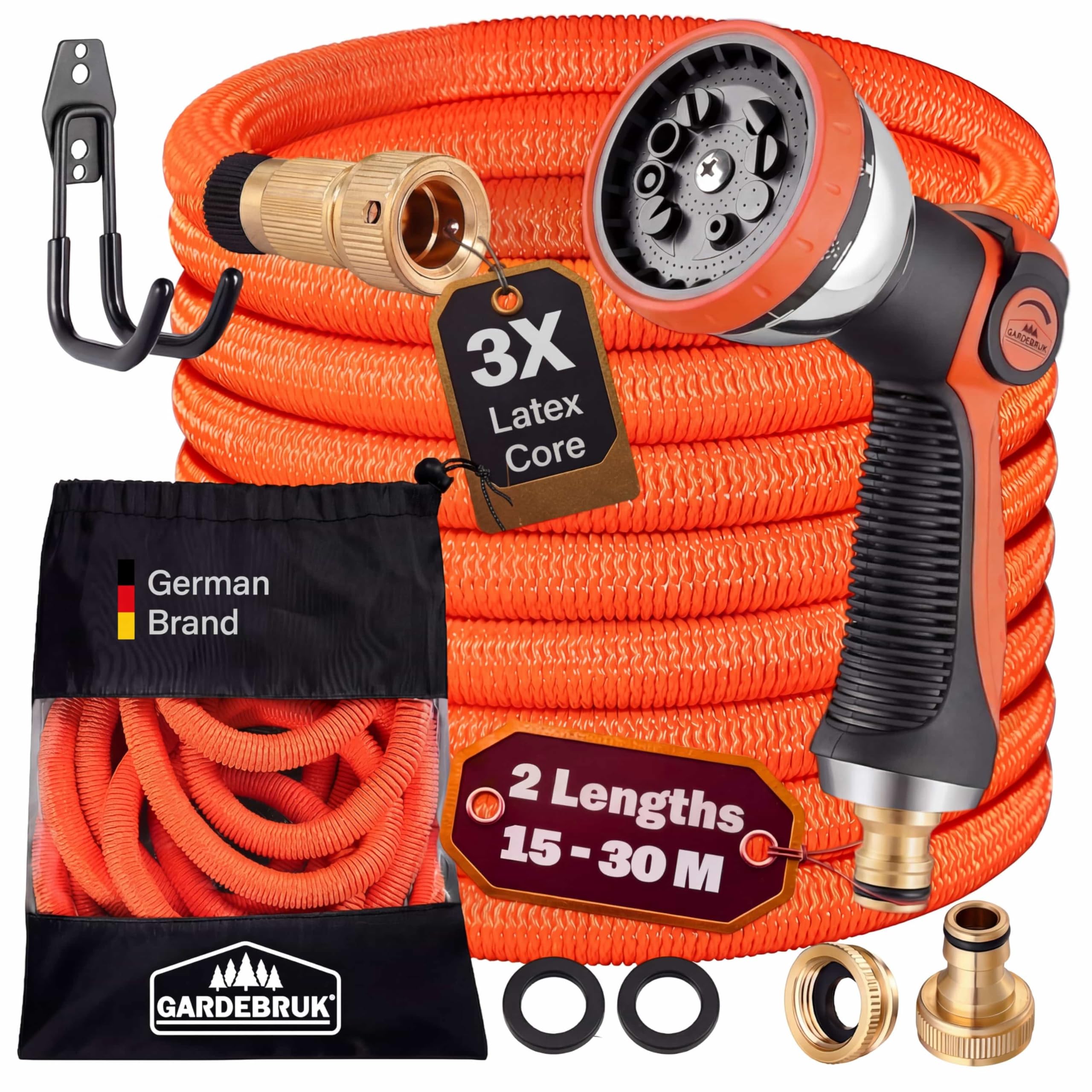 Gardebruk® Orange Garden Hose 30M Flexible