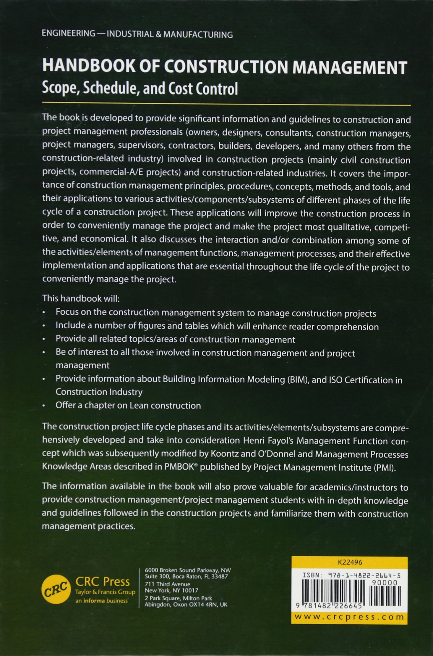 Handbook of Construction Management: Scope Schedule and Cost Control Systems Innovation Book Series product thumbnail 3