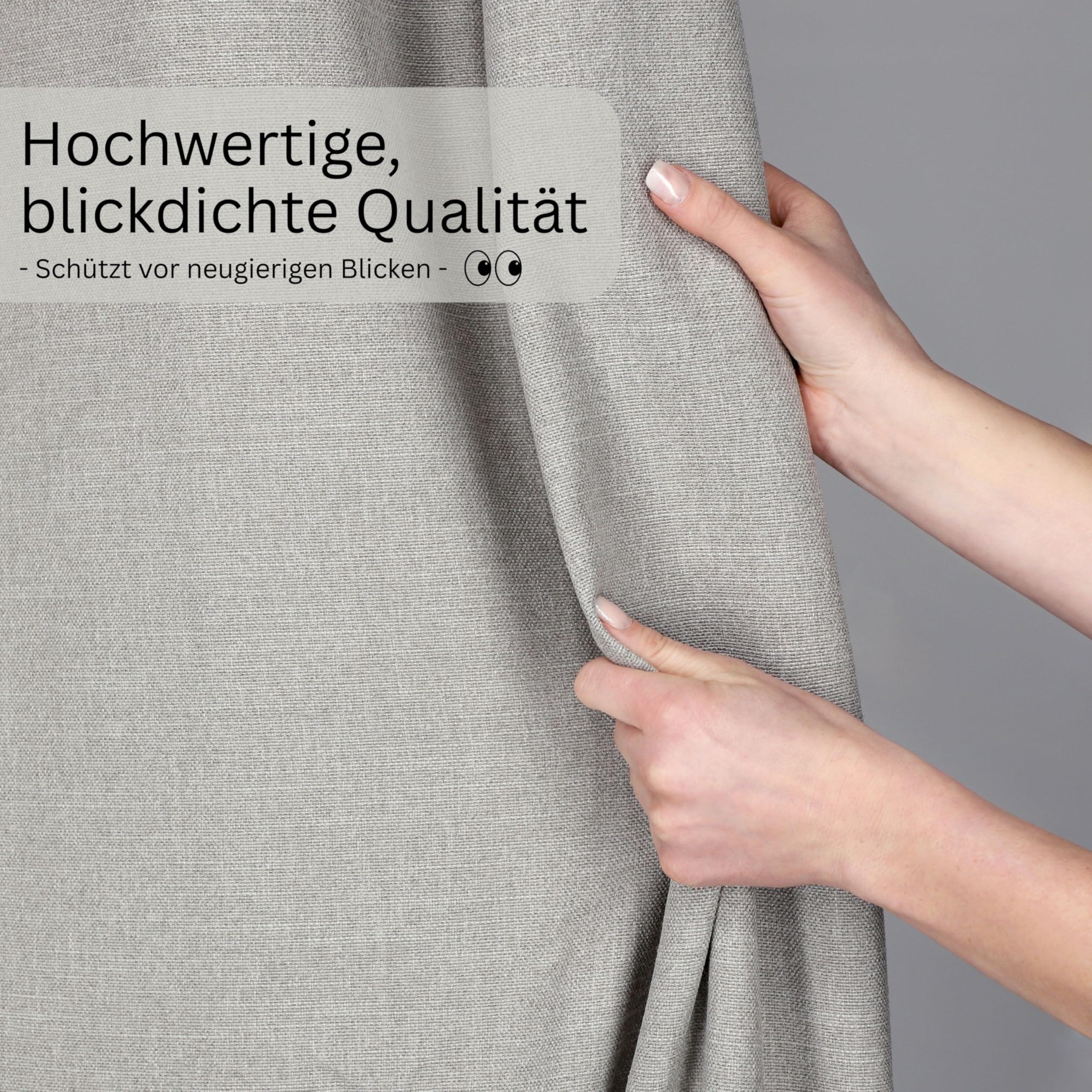 SCHÖNER WOHNEN Vorhang Blickdicht mit Ösen - Blickdichte Gardinen 245 cm lang - Fenster Vorhänge deko - Moderne Leinenoptik für Wohnzimmer ESS- & Küchenbereich Thermovorhang Hitzeschutz - Grau