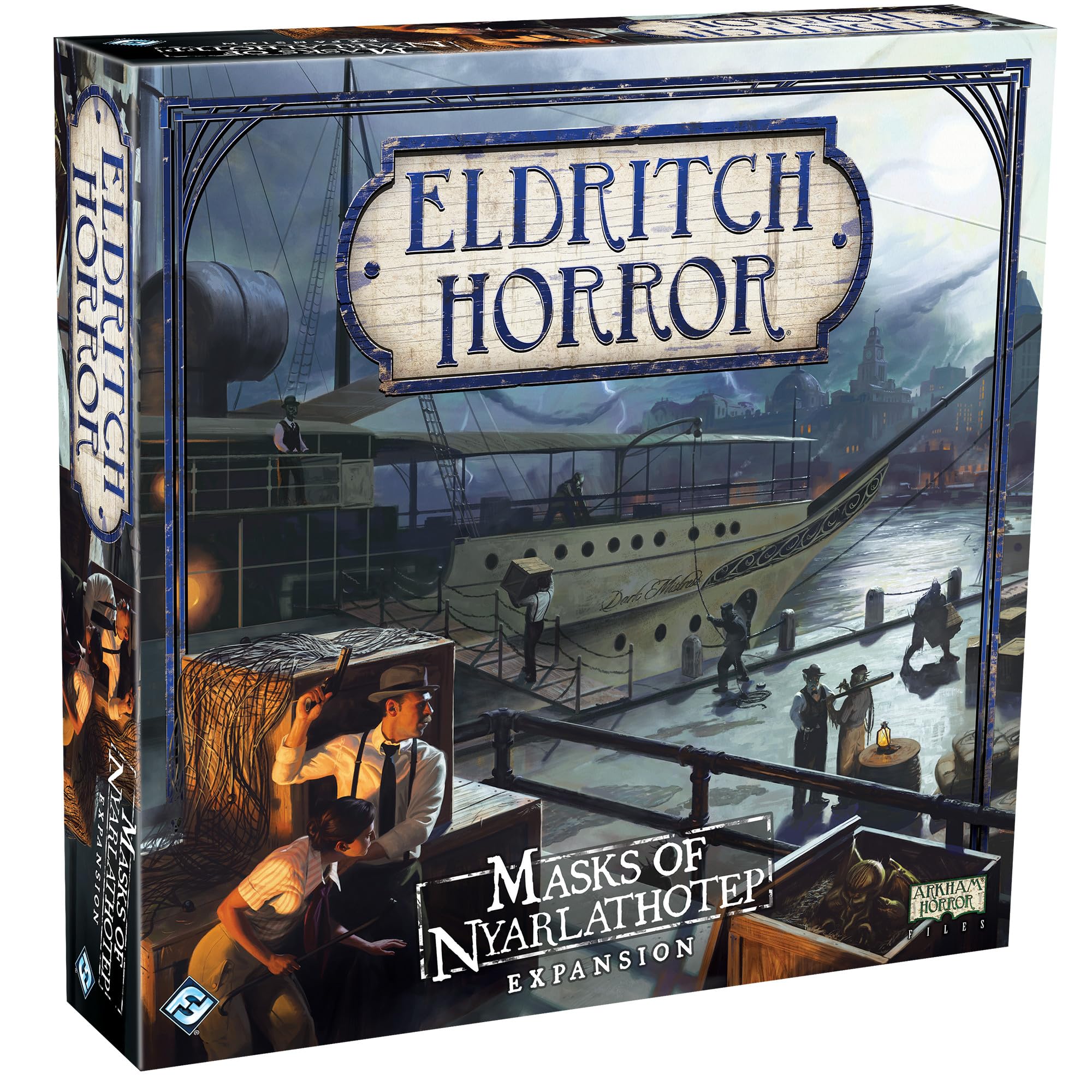 Eldritch Horror Masks of Nyarlathotep Board Game EXPANSION - Unmask an Ancient Horror and Save Humanity! Mystery Game for Adults, Ages 14+, 1-8 Players, 2-4 Hour Playtime, Made by Fantasy Flight Games