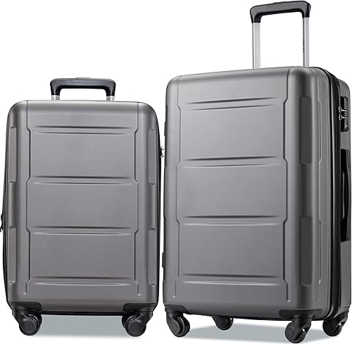 Merax Juegos de 3 piezas expandibles con cerradura TSA, equipaje rígido ligero con ruedas giratorias, Negro 2 Piezas (2024), Juego de equipaje