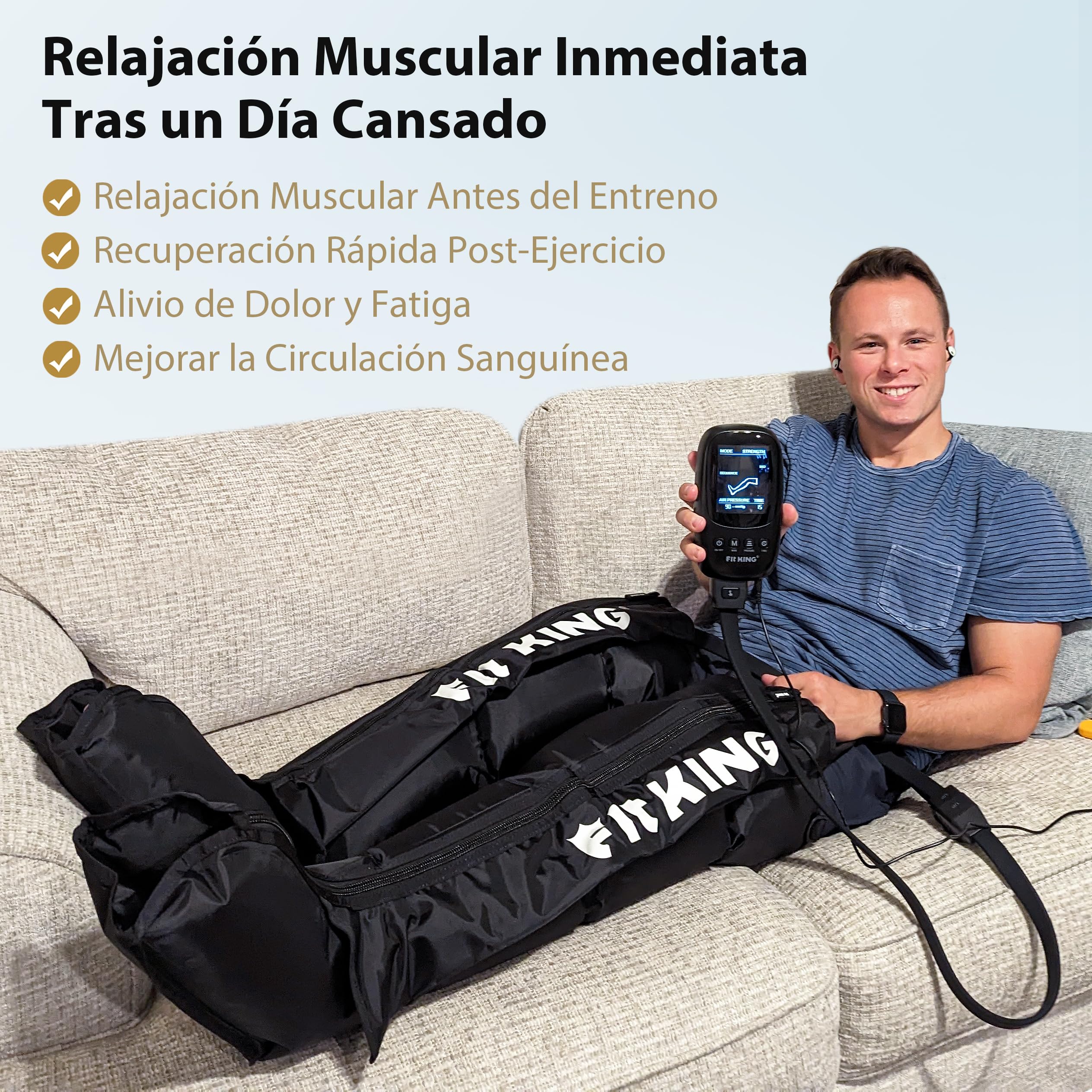 FIT KING Botas Presoterapia Piernas, Masajeador de Piernas para Mejorar la Circulación Sanguínea y Aliviar el Dolor en las Piernas Mejorar el Rendimiento Deportivo Relaje los Músculos