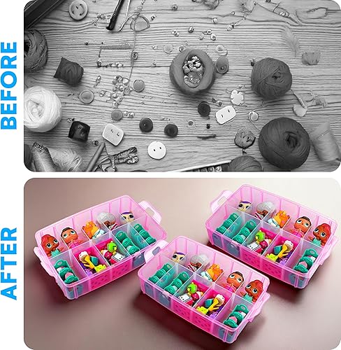 Miniatura 6 de Bins & Things - Organizador de juguetes apilable, compatible con muñecas LOL Surprise, LPS, Shopkins, Tsum Tsum y Lego, caja portátil ajustable