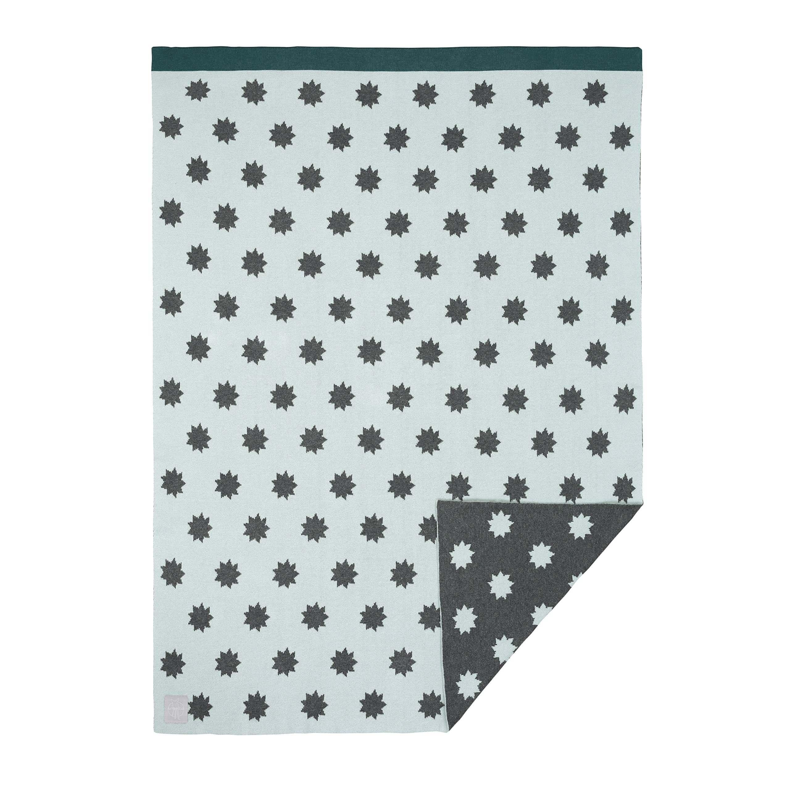 LÄSSIG Baby Blanket Little Chums Stars koc z dzianiny miękki bawełna ekologiczna certyfikat GOTS/Baby Blanket Little Chums Stars miętowy