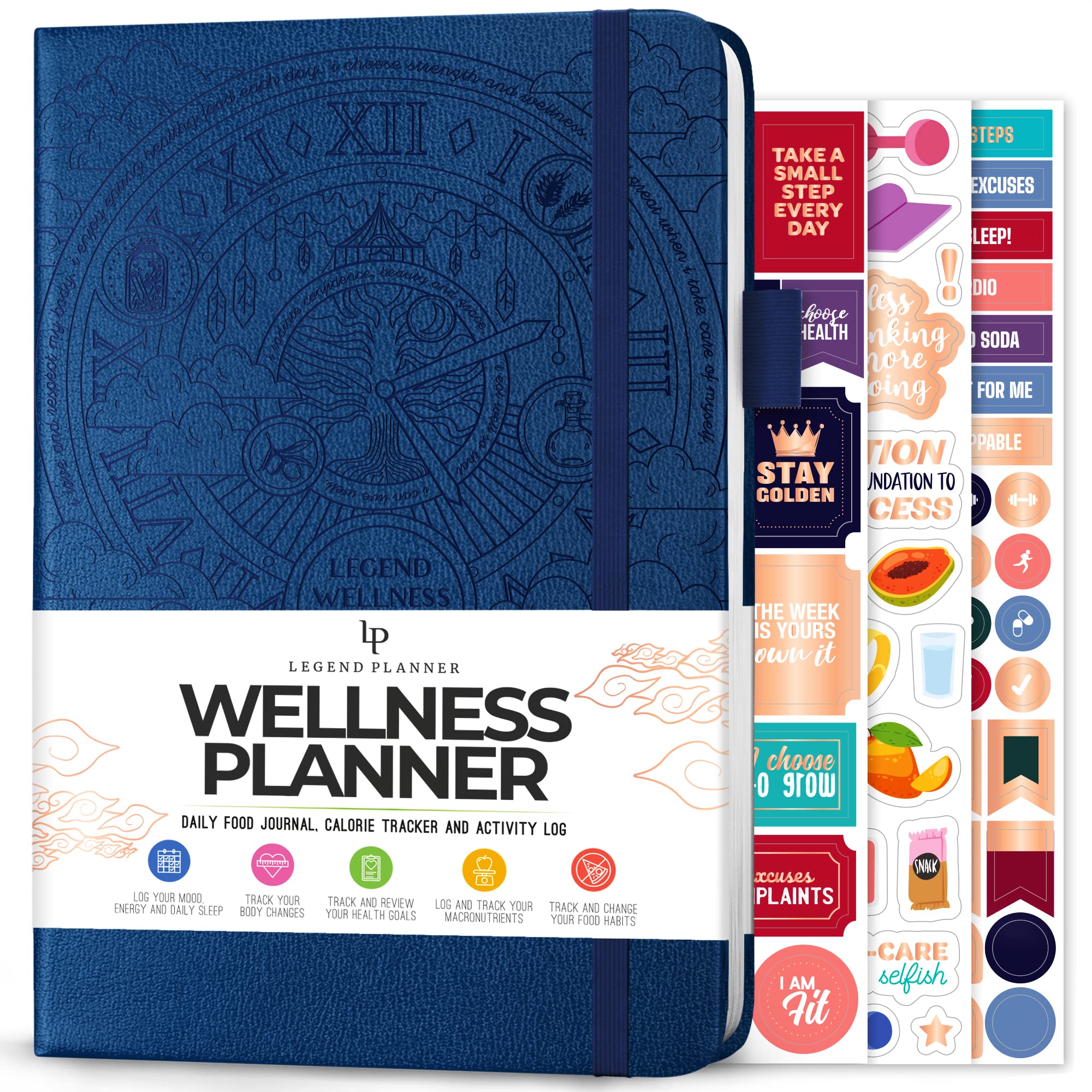 Legend Wellness Planner & Food Journal – Daily Diet & Health Journal with Exercise & Weight Loss Tracker – Nutrition Diary, 6 Months (Mystic Blue) — image 1