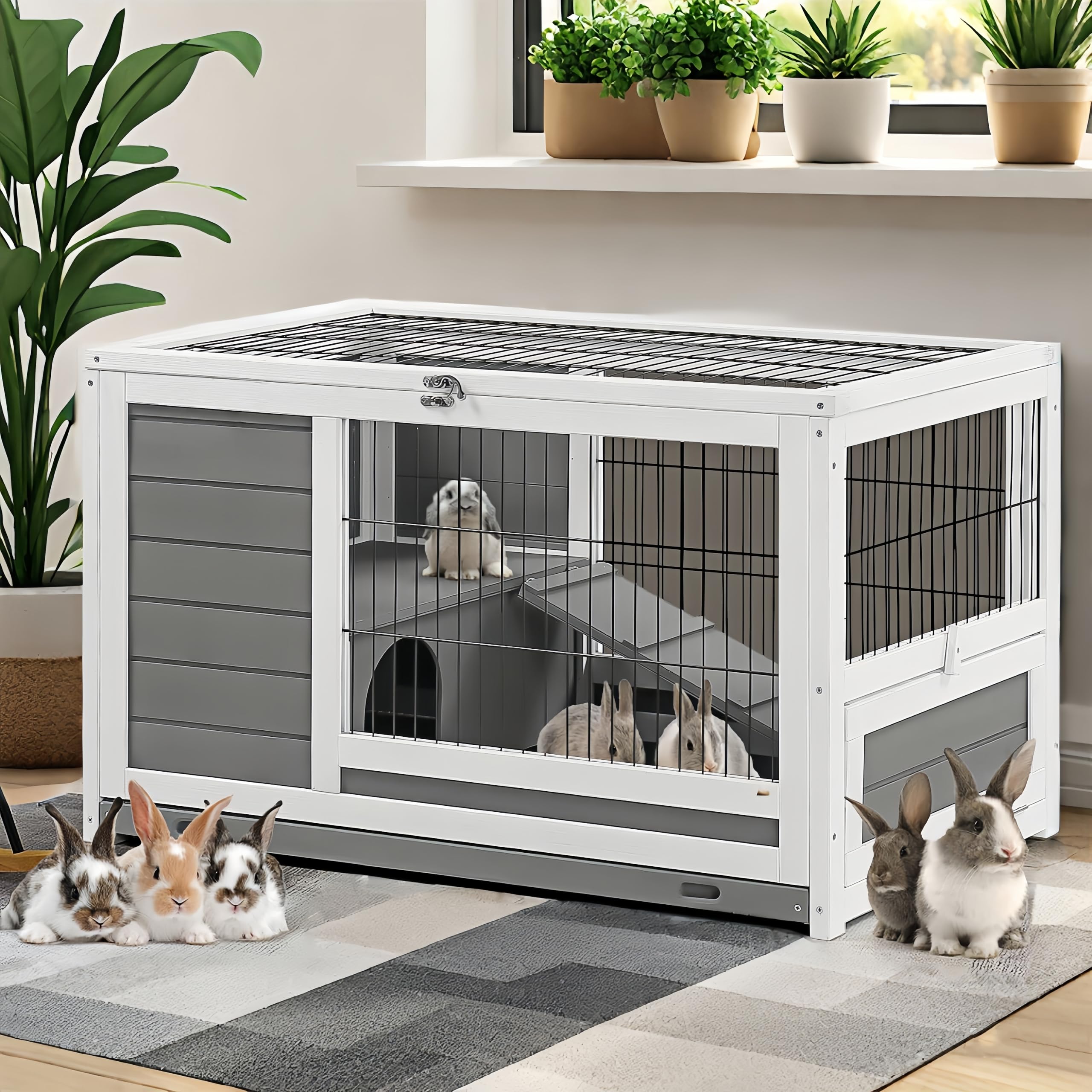 Amazon.com: AECOJOY Rabbit Hutch with Deeper No Leak Tray & Run