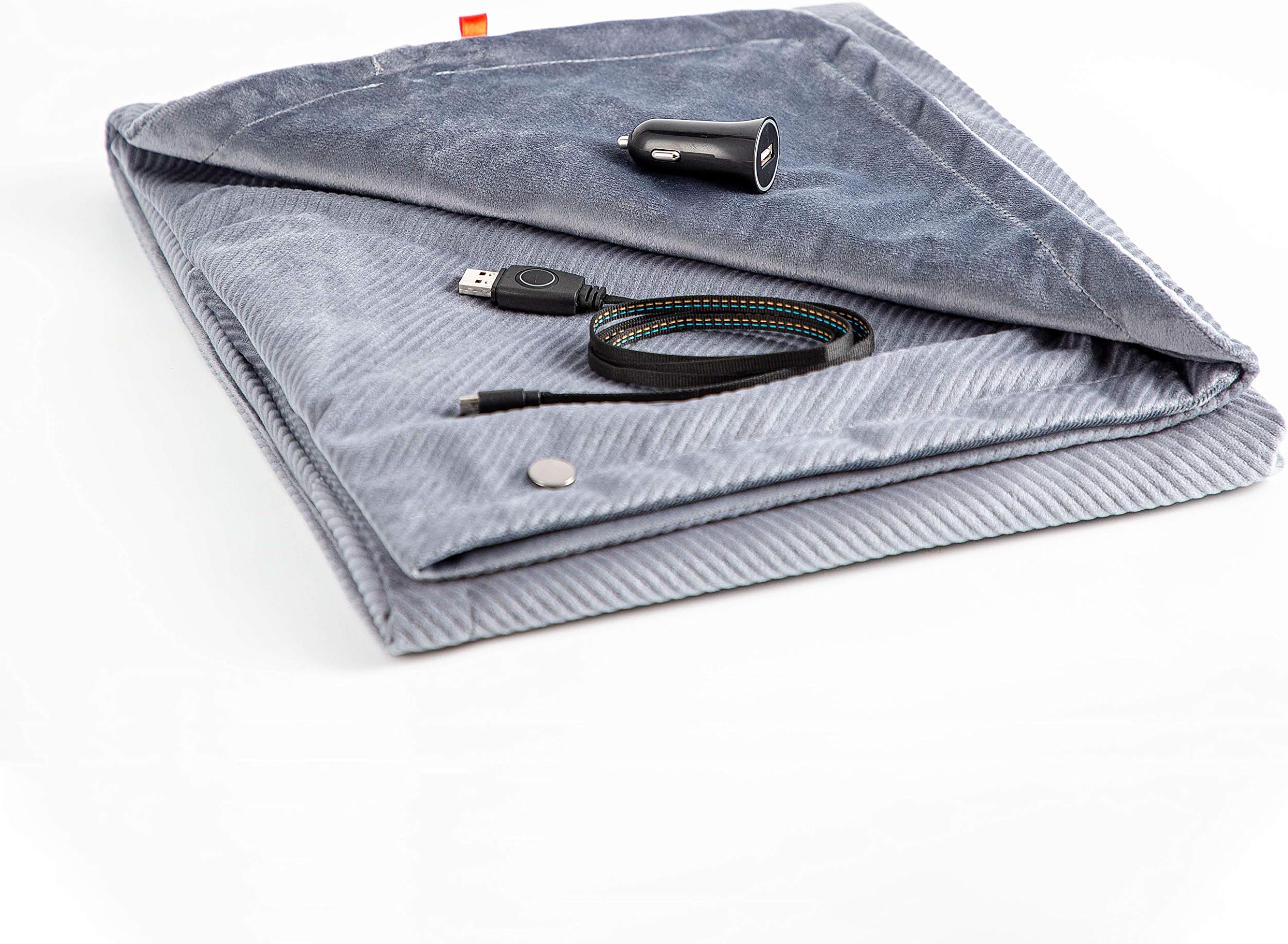 DAWNLAB USB Heated Blanket Throw, Center Heated Only, Multifunctional for Travel, Office, Home, Outdoor and Vehicle. Stylish, Safe and Easy to Care. 40” x 40".(Center Heated Only)