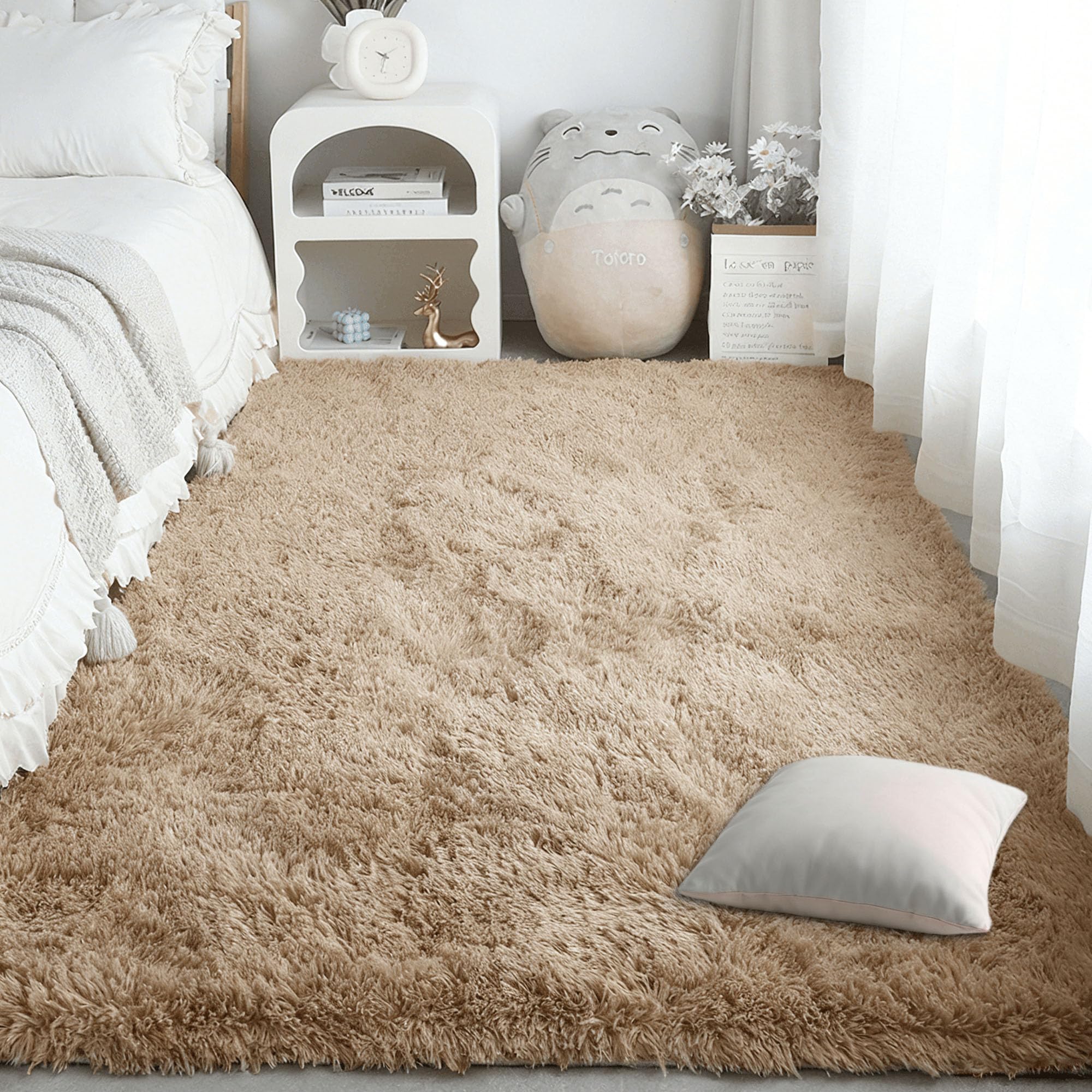 Tapis moelleux lavable 300 x 330 cm grand confort couleur chameau