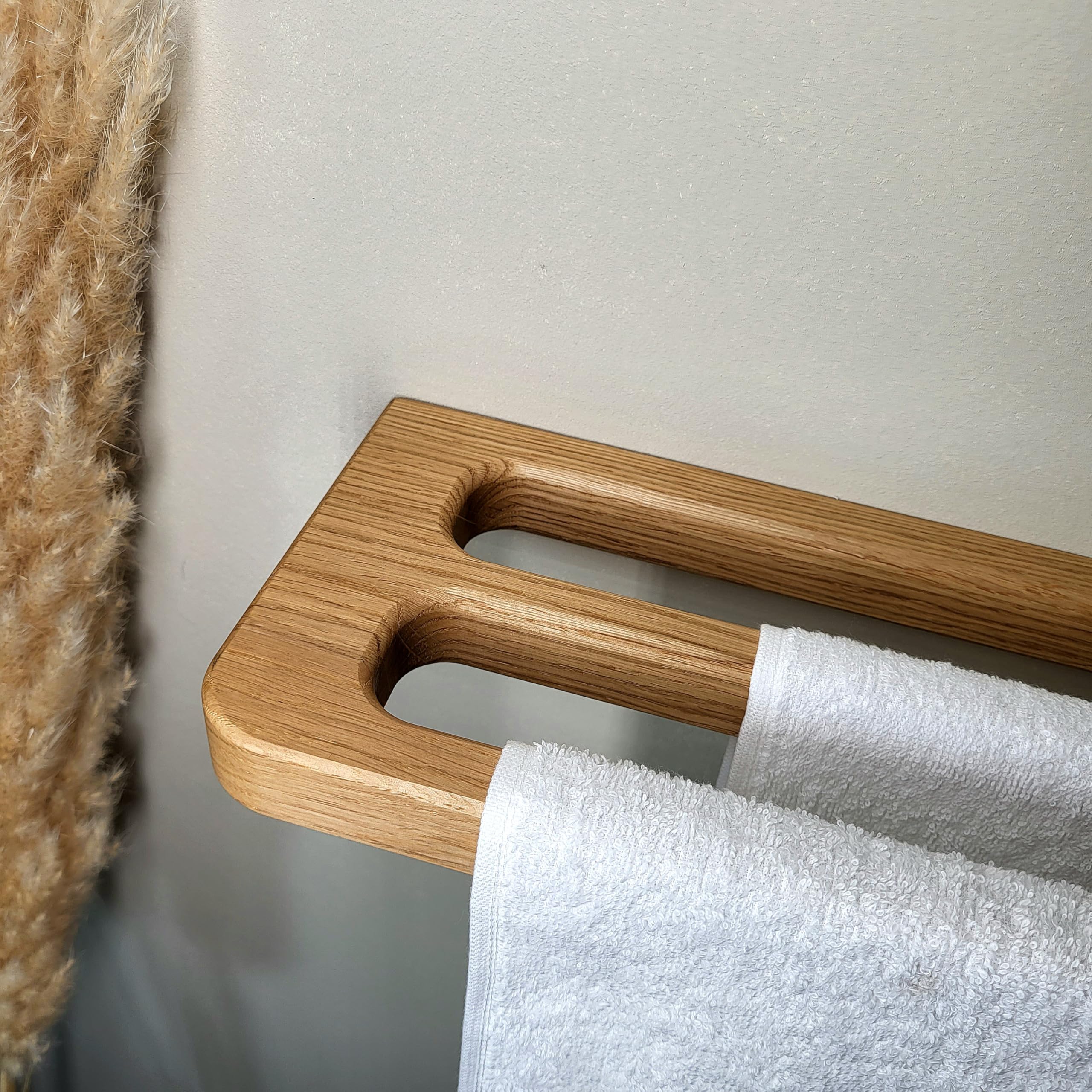 Großer Doppel Handtuchhalter aus massivem Eichenholz, Design, einfache stabile Montage (kein Kleben), Made in Germany, natürlich, Scandi, minimalistisch, nachhaltig, edel, Badezimmer, Bad, Sauna