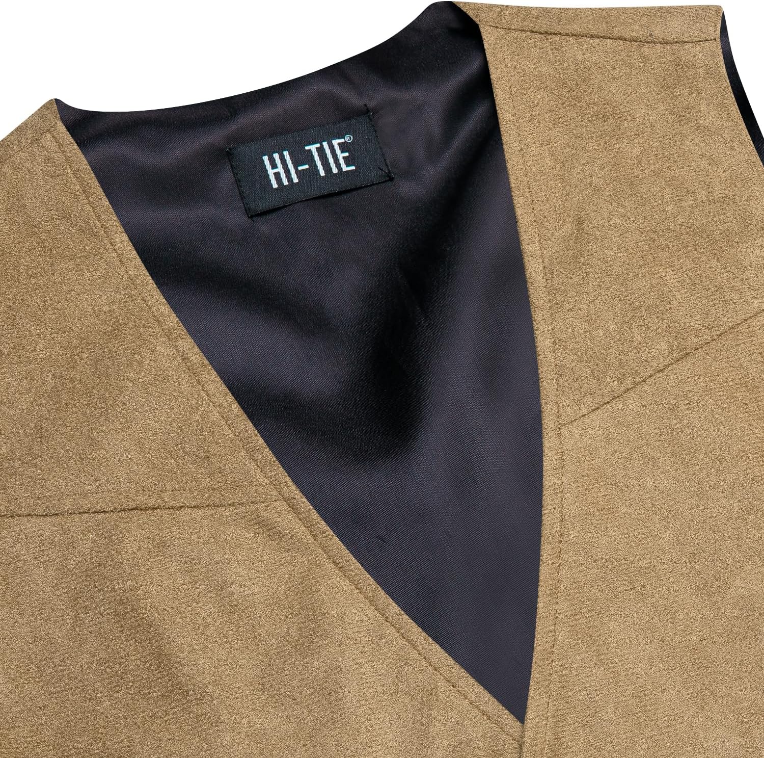 Hi-Tie Men's Suede Leather Vest Western Cowboy Vest Slim Fit Sleeveless V Neck Waistcoat Casual - Image 4