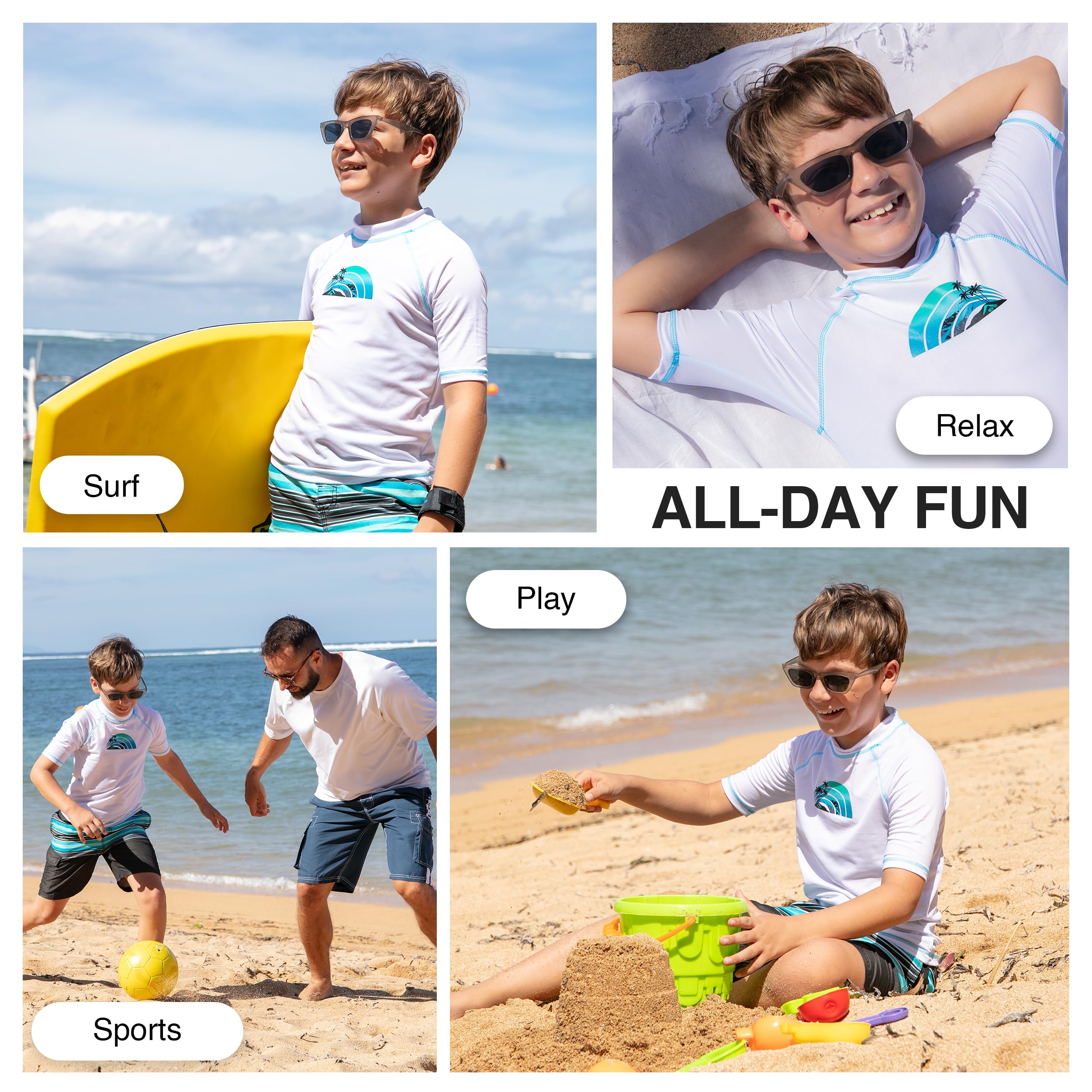 Kanu Surf Haywire UPF 50+ Sun Protective Rashguard Swim Shirt Maglia Rush Guard Bambini e Ragazzi