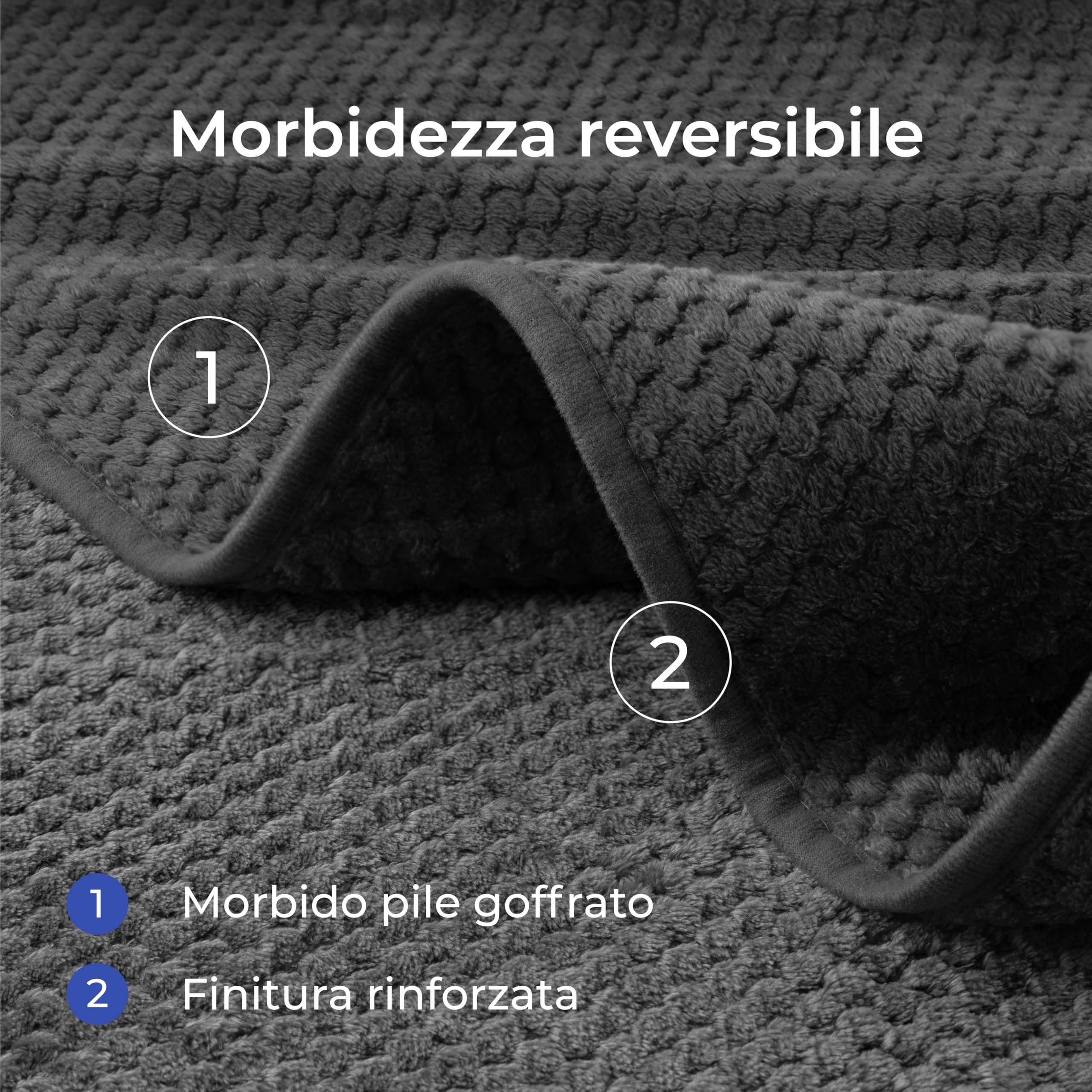 Dreamzie Coperta Impermeabile 218x274cm - Cerata Letto Matrimoniale Reversibile e Lavabile in Lavatrice in Pile Sherpa per Letto o Divano - Copridivano impermeabile per animali - Grigio scuro