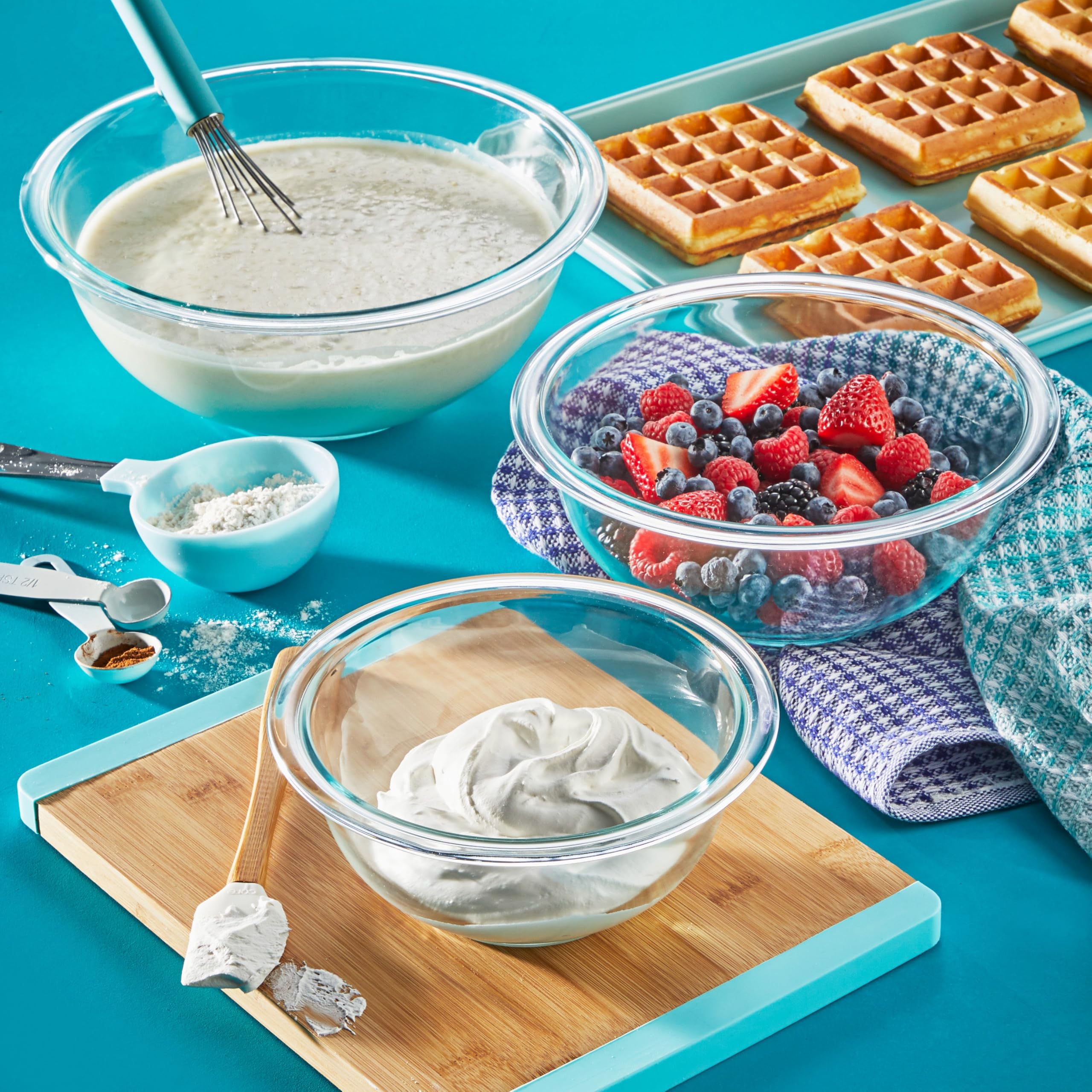 Pyrex アーミッシュ3点セット Pyrex 3-Piece Clear Glass Mixing Bowl Set, Dishwasher Safe