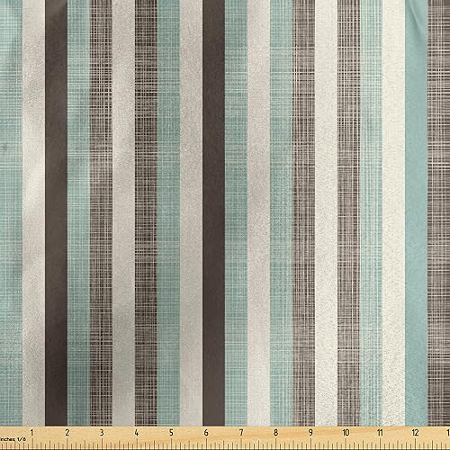 Miniatura 1 de Ambesonne The Yard - Tela retro con textura de rayas verticales clásicas, imagen a la antigua, tela de satén decorativa para textiles para el hogar
