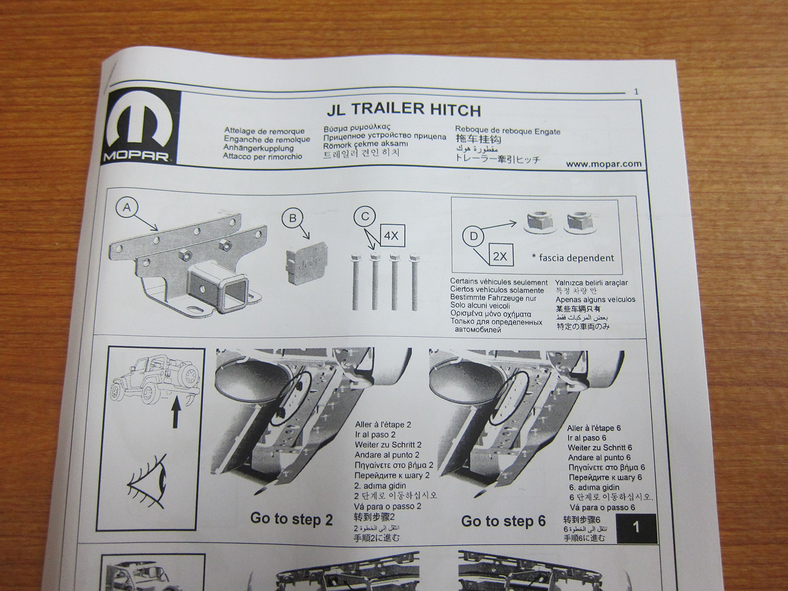 Mopar Jeep Wrangler JL Trailer Tow 2 inch Hitch Receiver with Plug OEM