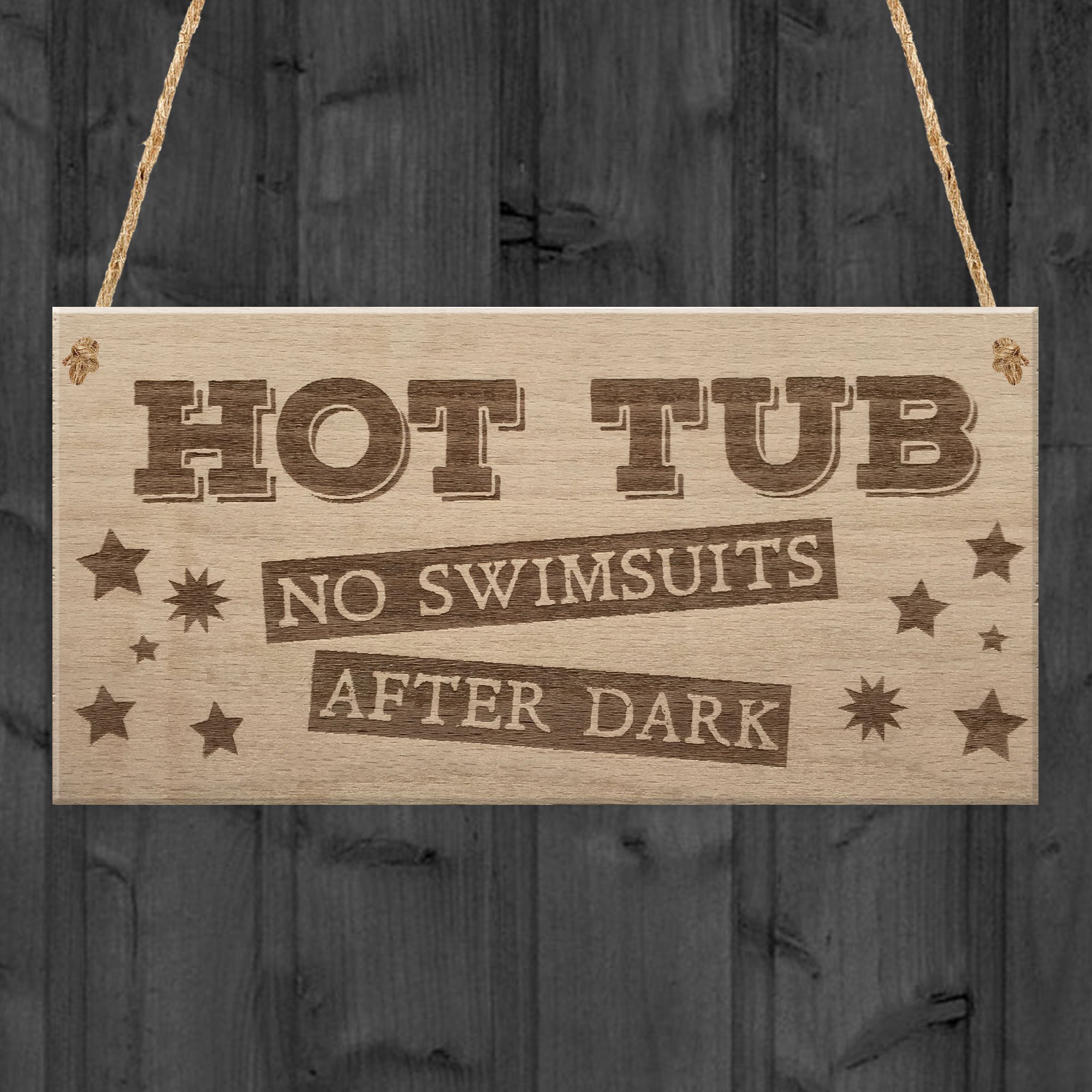 Red Ocean Hot Tub No Swimsuits Funny Party Garden Gift Accessory Hanging Plaque Friendship Sign